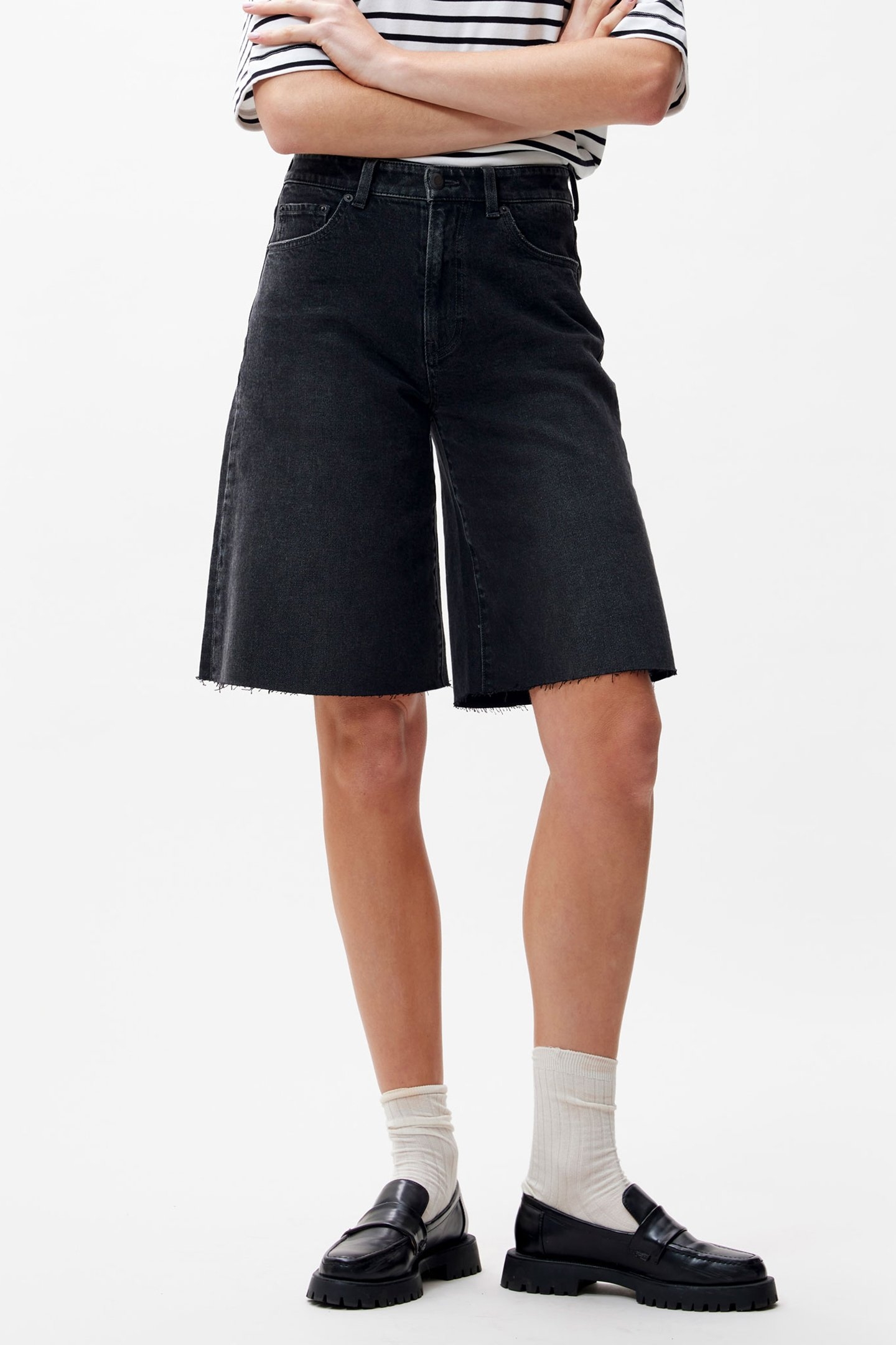 LOOSE FIT JORTS WASHED BLACK 1