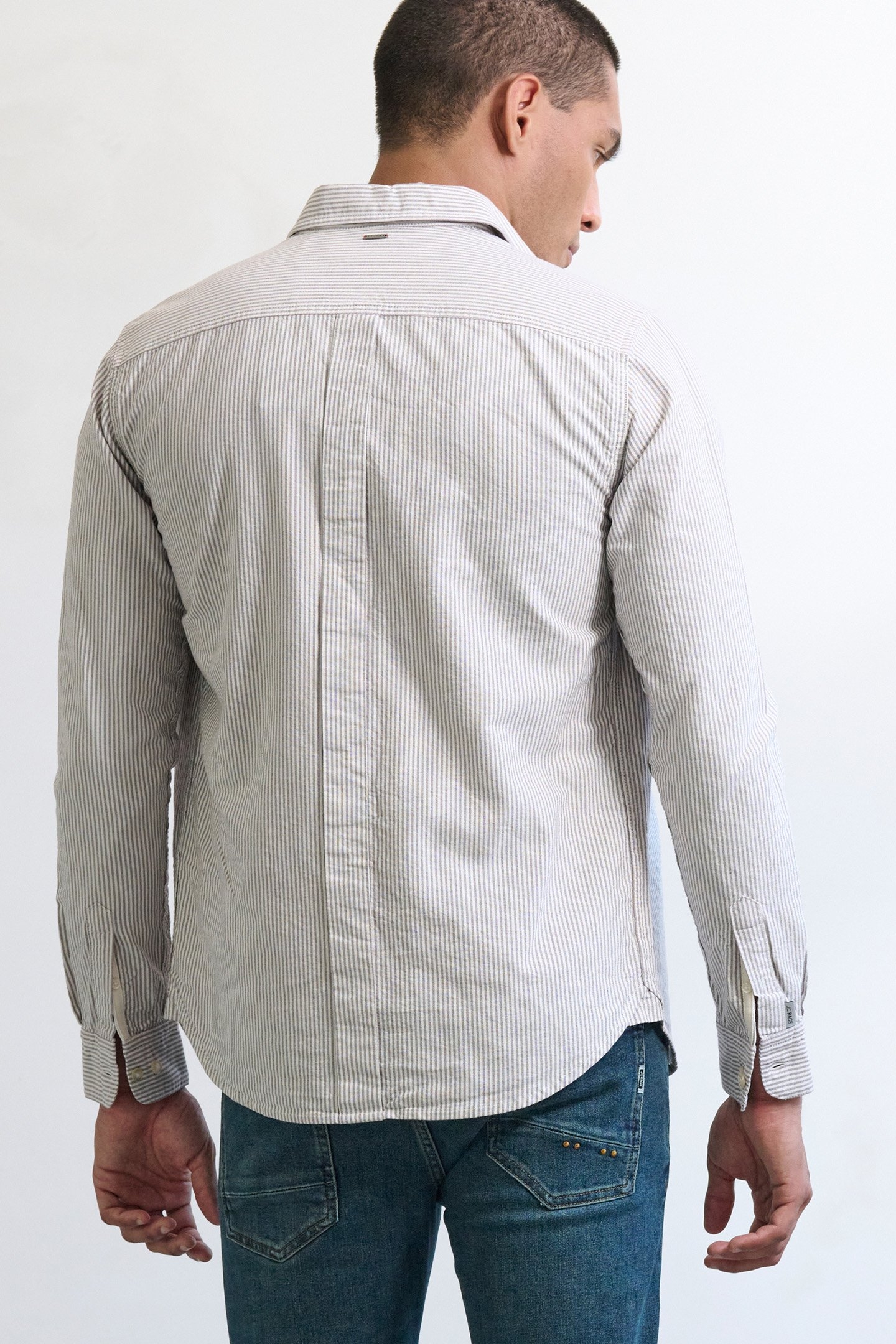 J.C. RAGS RUSTER CASUAL OVERHEMD LANGE MOUW BERRY STRIPE 2