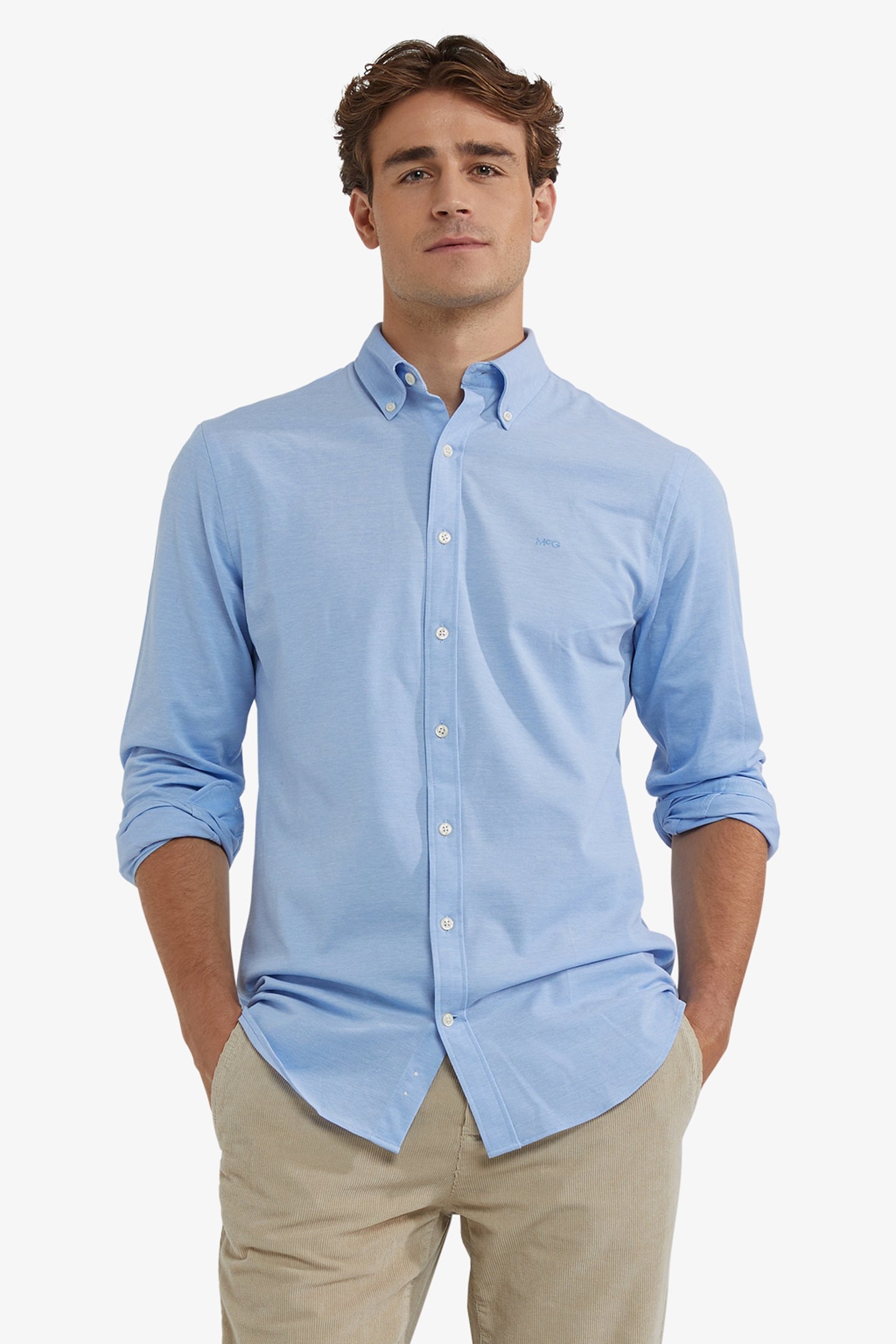 STRETCH PIQUE SHIRT LIGHT BLUE 1