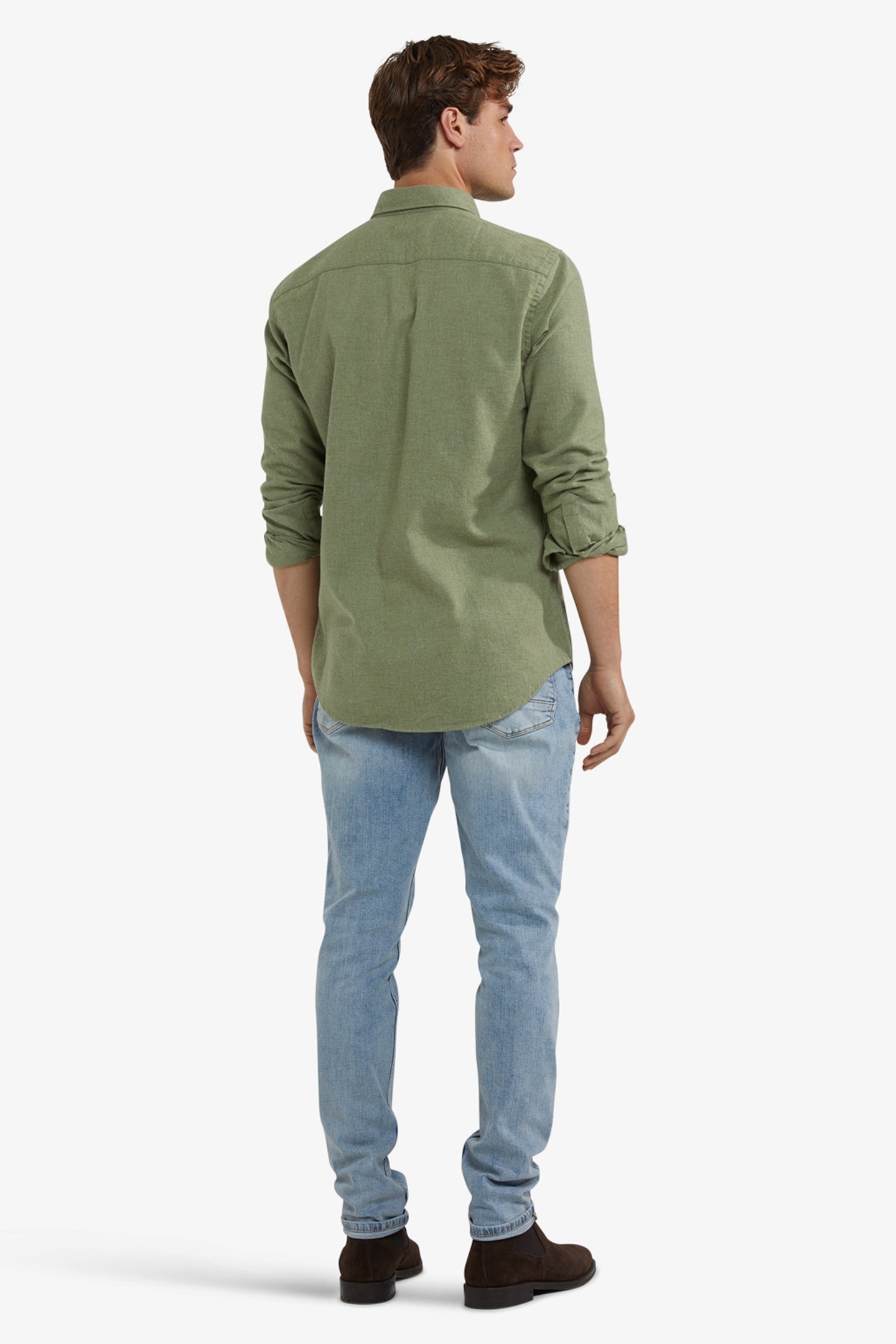 FLANNEL MELANGE OXFORD SHIRT WINTER SAGE 3