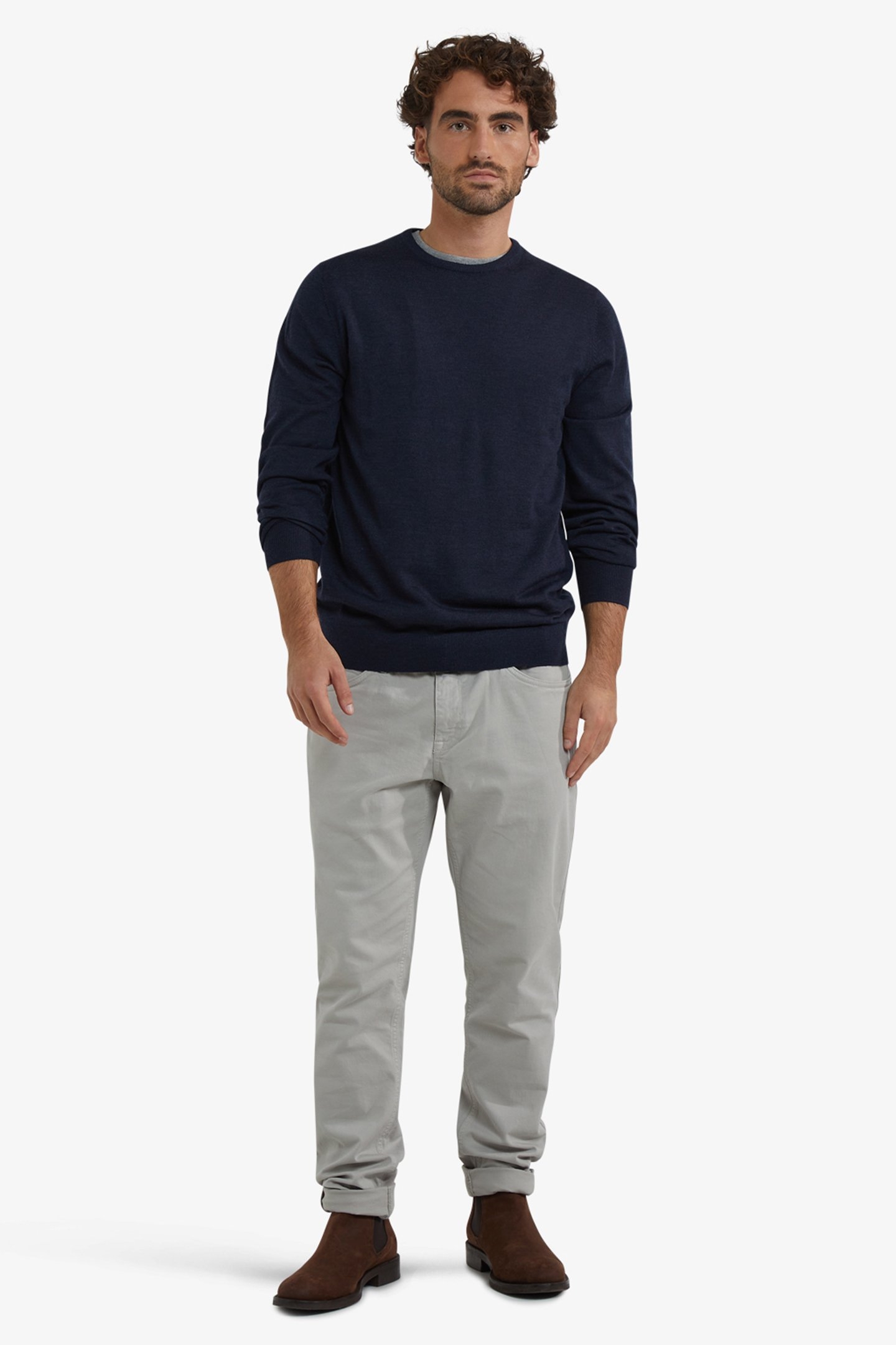 FINE MERINO C-NECK SWEATER NAVY 2