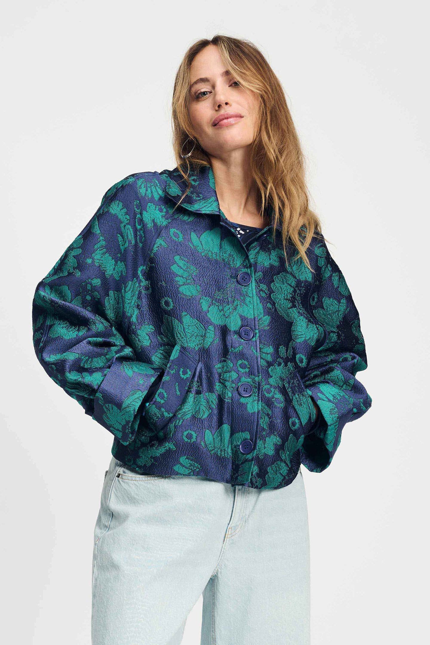 JACKET - FLORAL JACQUARD FRESH BLUE 7