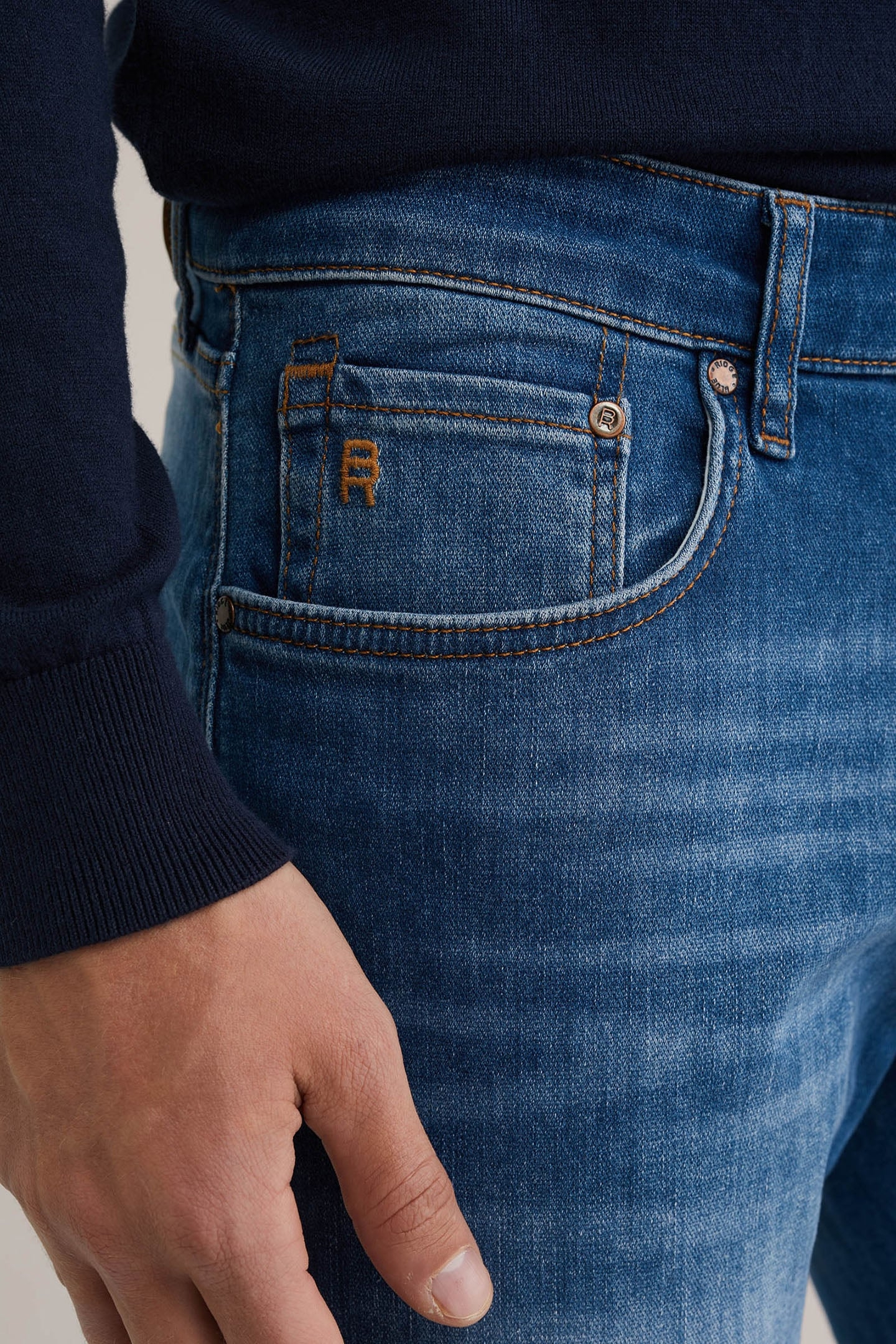 5-POCKET MID WAIST DARK BLUE 5