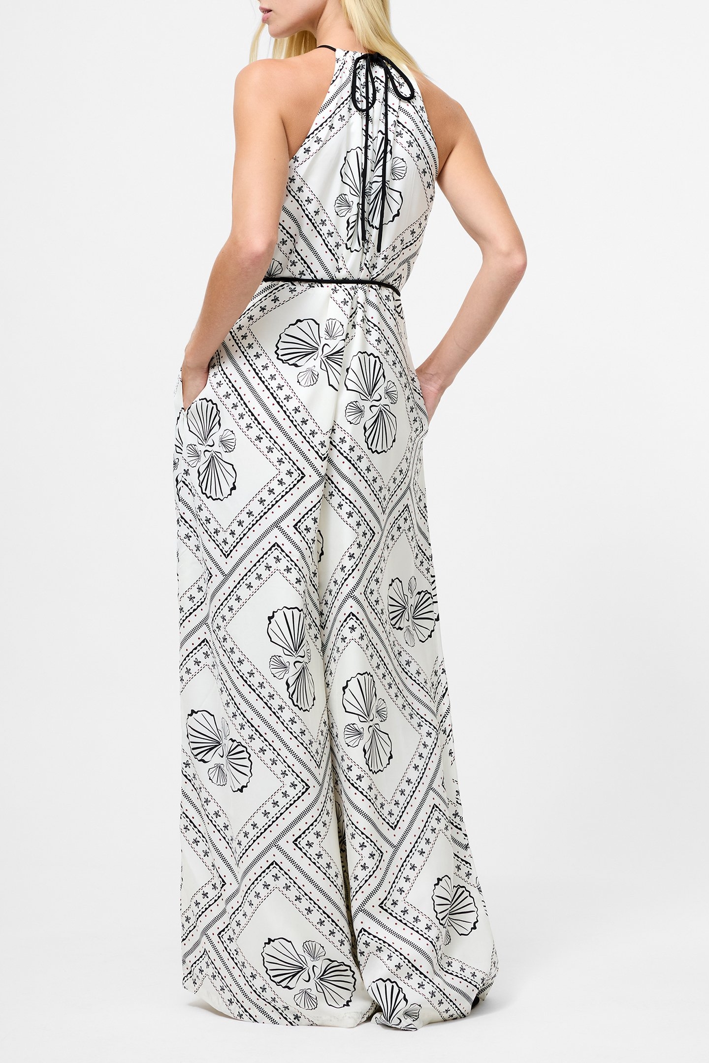 CATHERINE DAMASCO JUMPSUIT WHITE/BLACK 2