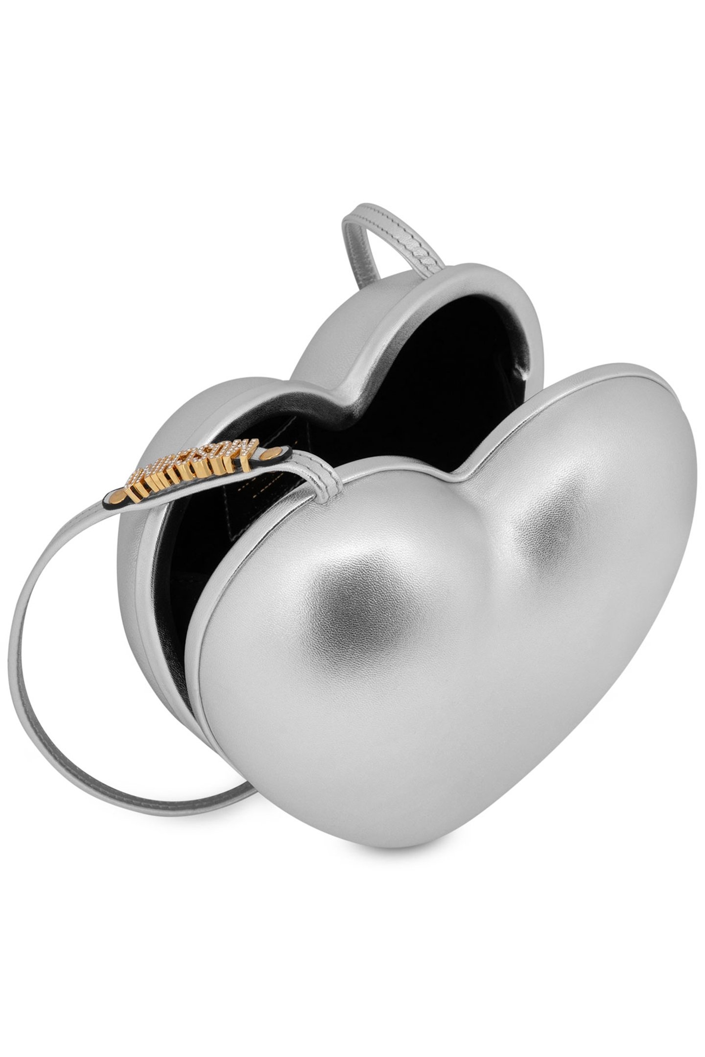 MOSCHINO HEARTBEAT BAG LAMINATED SILVER 3