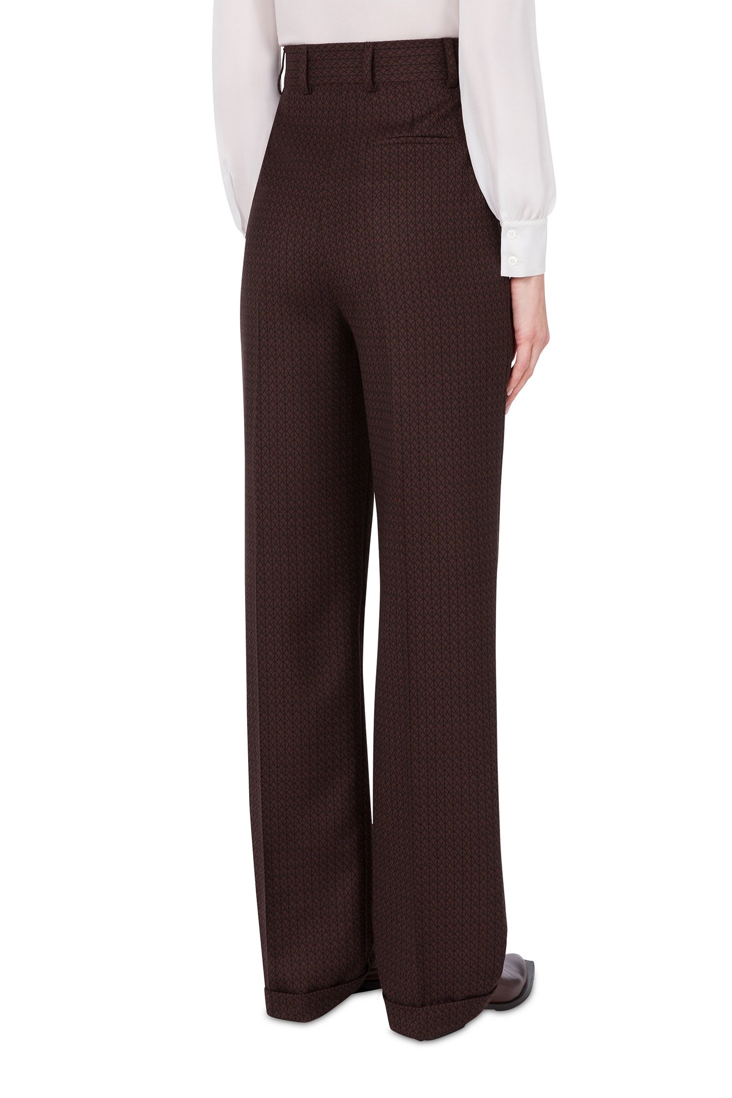 PEACE JACQUARD WOOL TROUSERS BROWN 2