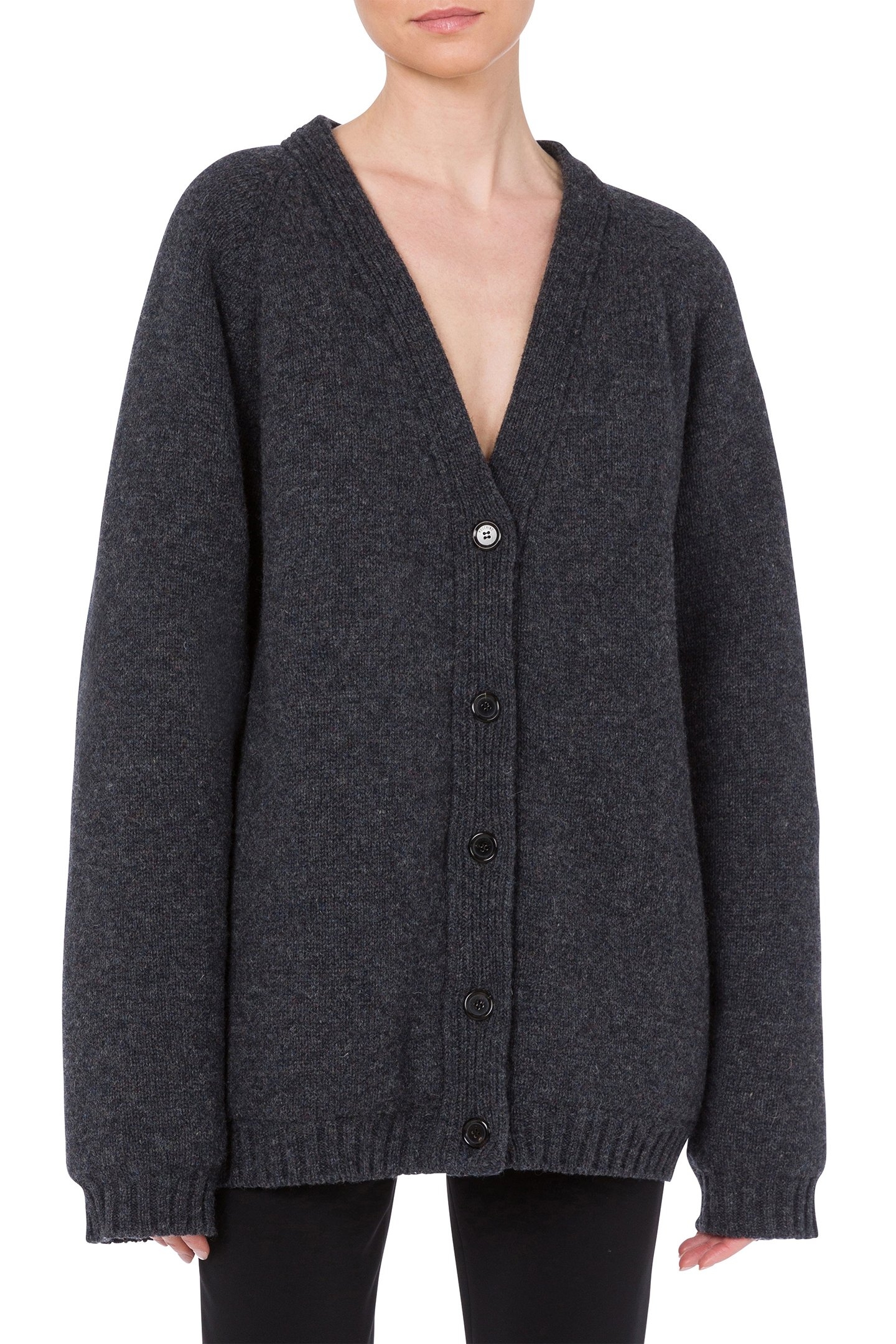 OVERSIZED CARDIGAN IN 100% ENLARGE SHETLAND GREY 1