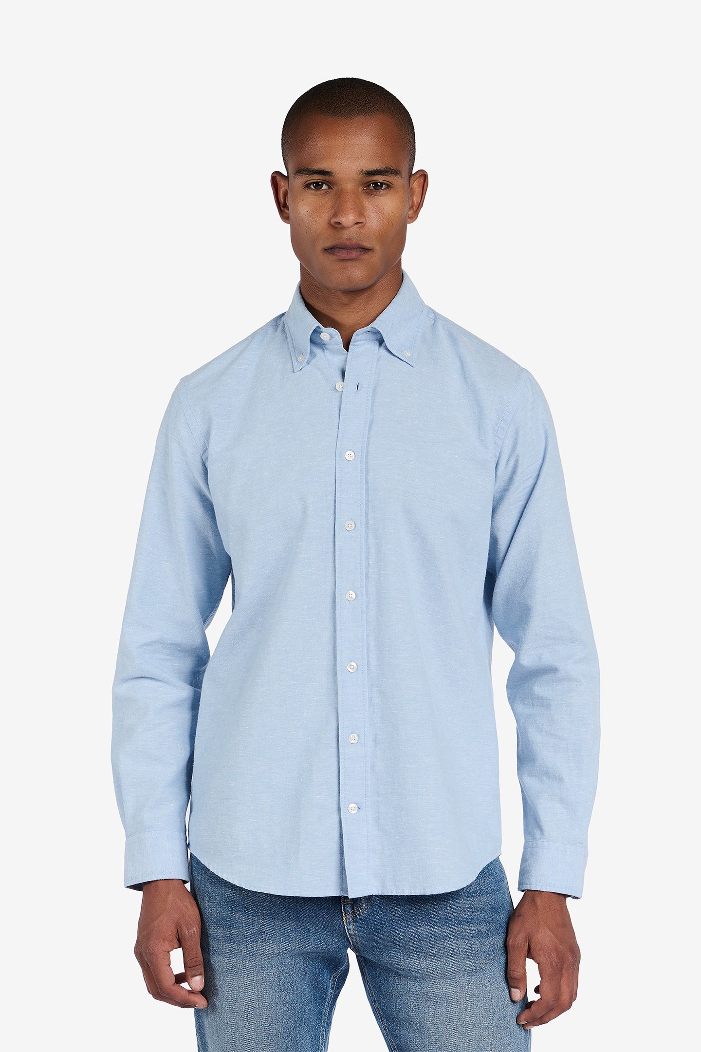 MAYTOWN BRUSHED COTTON-LINEN LIGHT BLUE 1