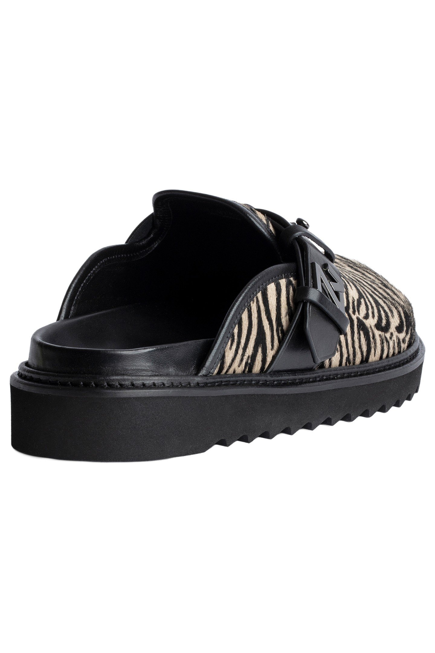 ALPHA MULE ZEBRA PRINTED COWSKIN TAUPE 3