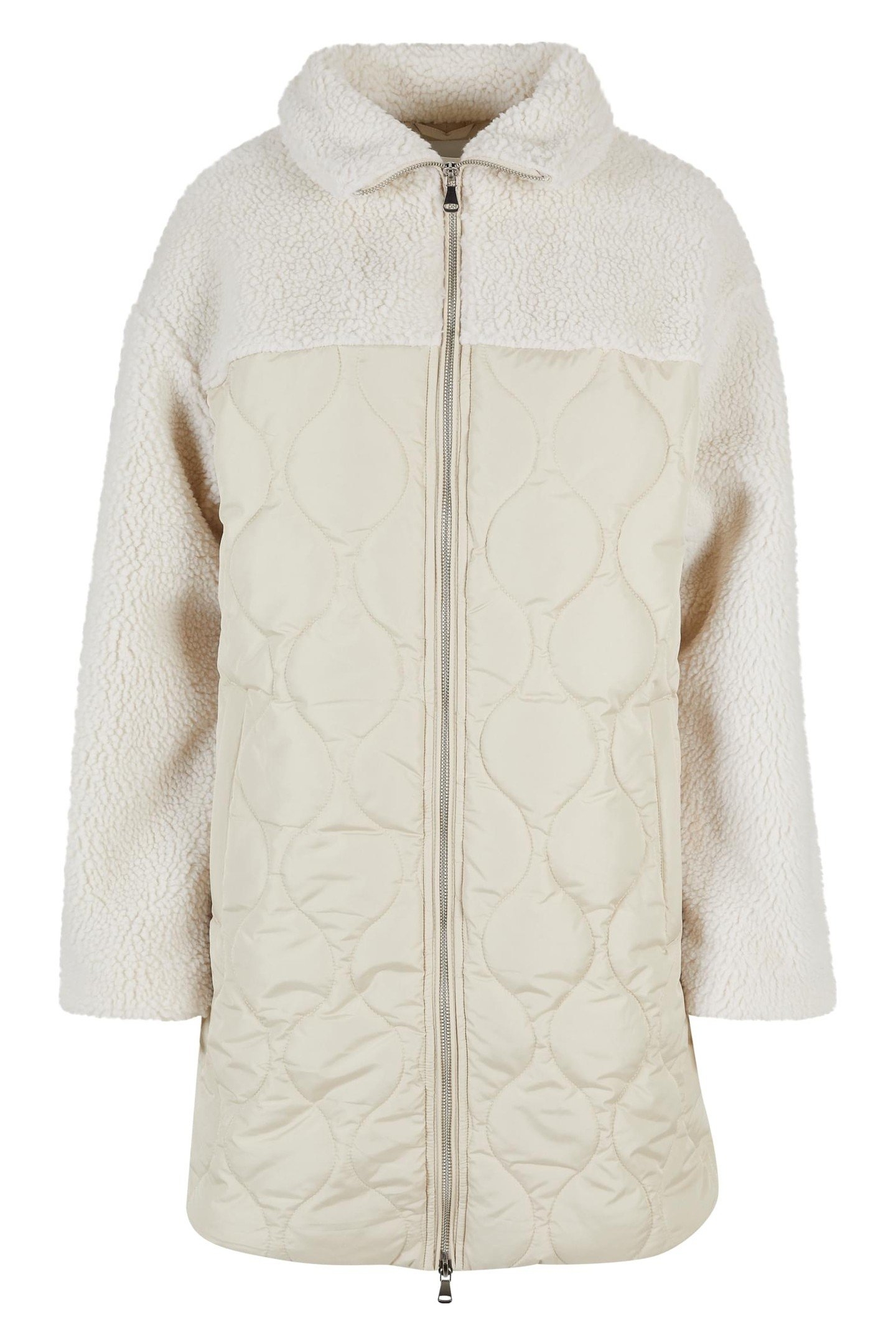 OVERSIZED SHERPA QUILTED COAT SOFTSEAGRASS/WHITESAND 1