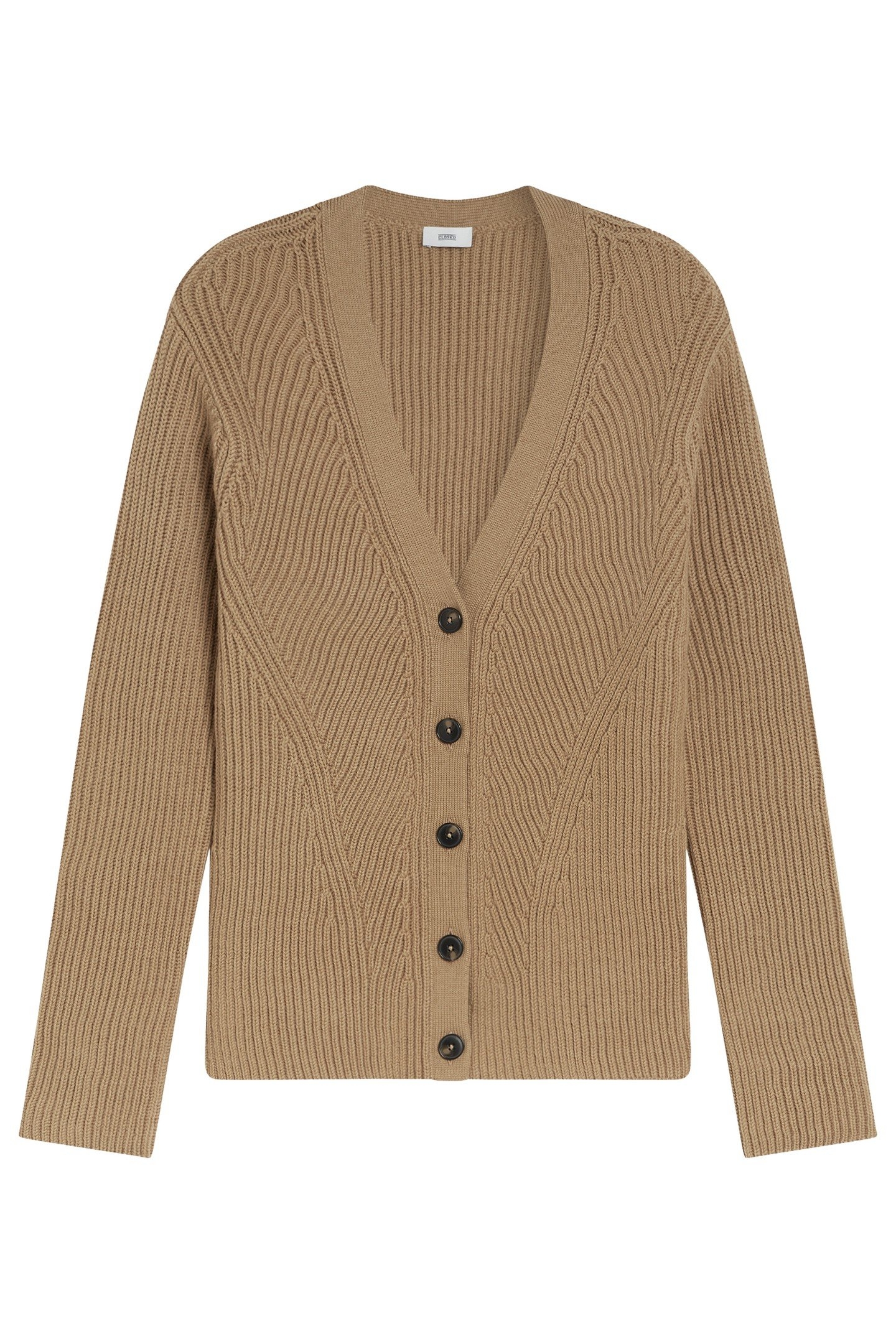 V CARDIGAN LONG SLEEVE KNITS DRIED TABACO 1