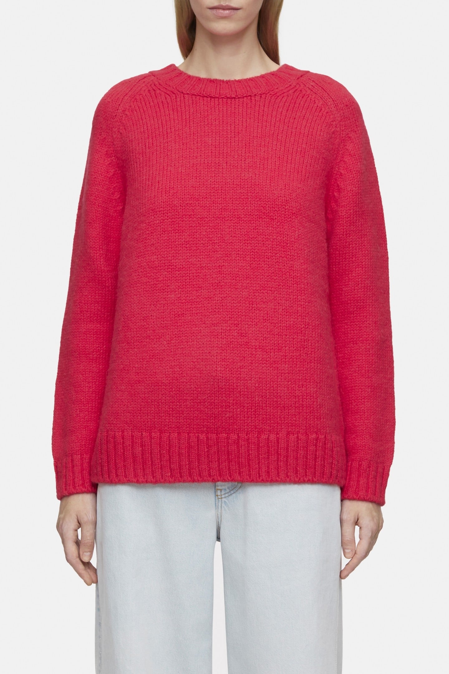 CREW NECK LONG SLEEVES KNITS FIERY PINK 1