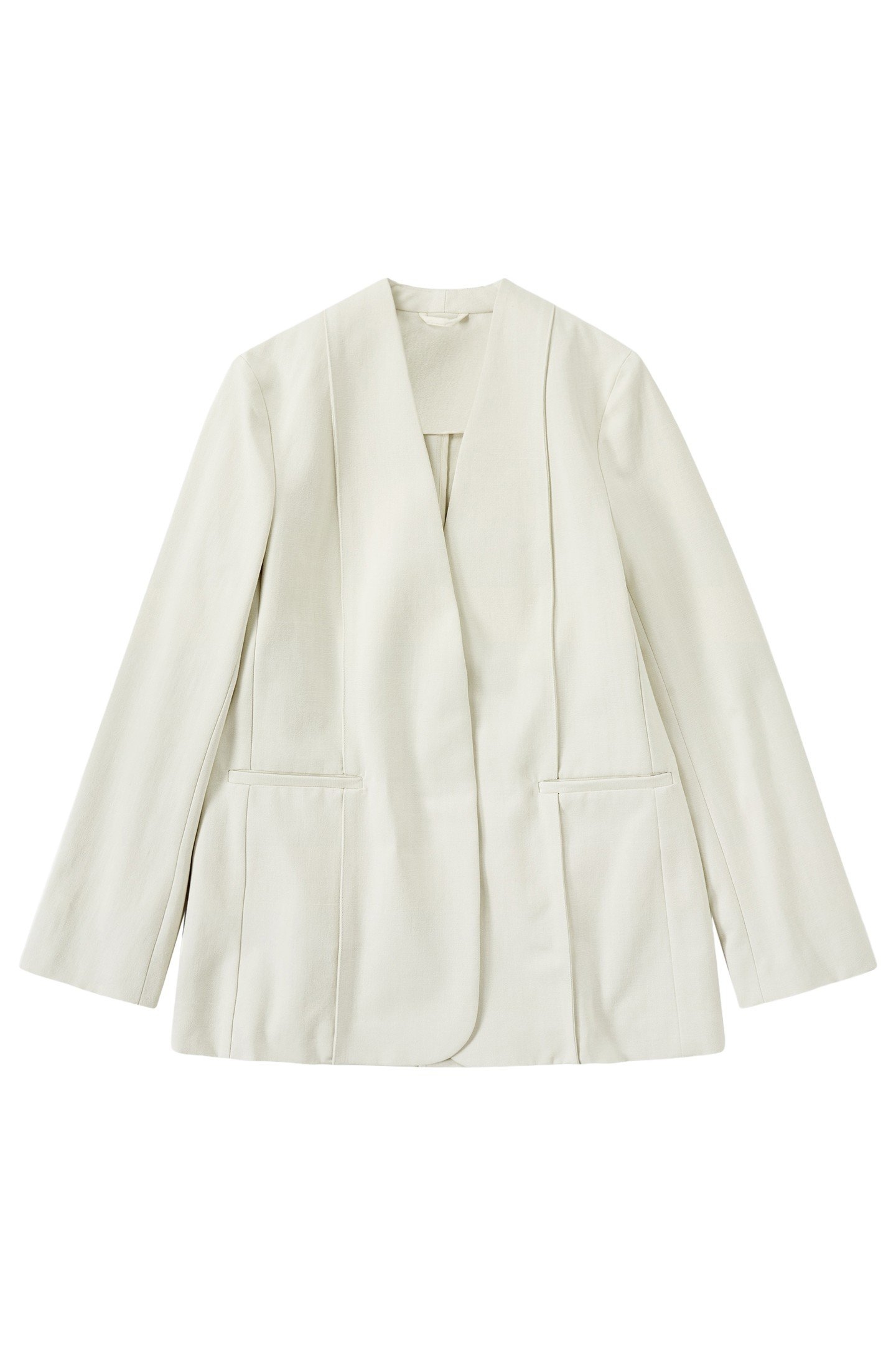 COLLARLESS BLAZER IVORY 2