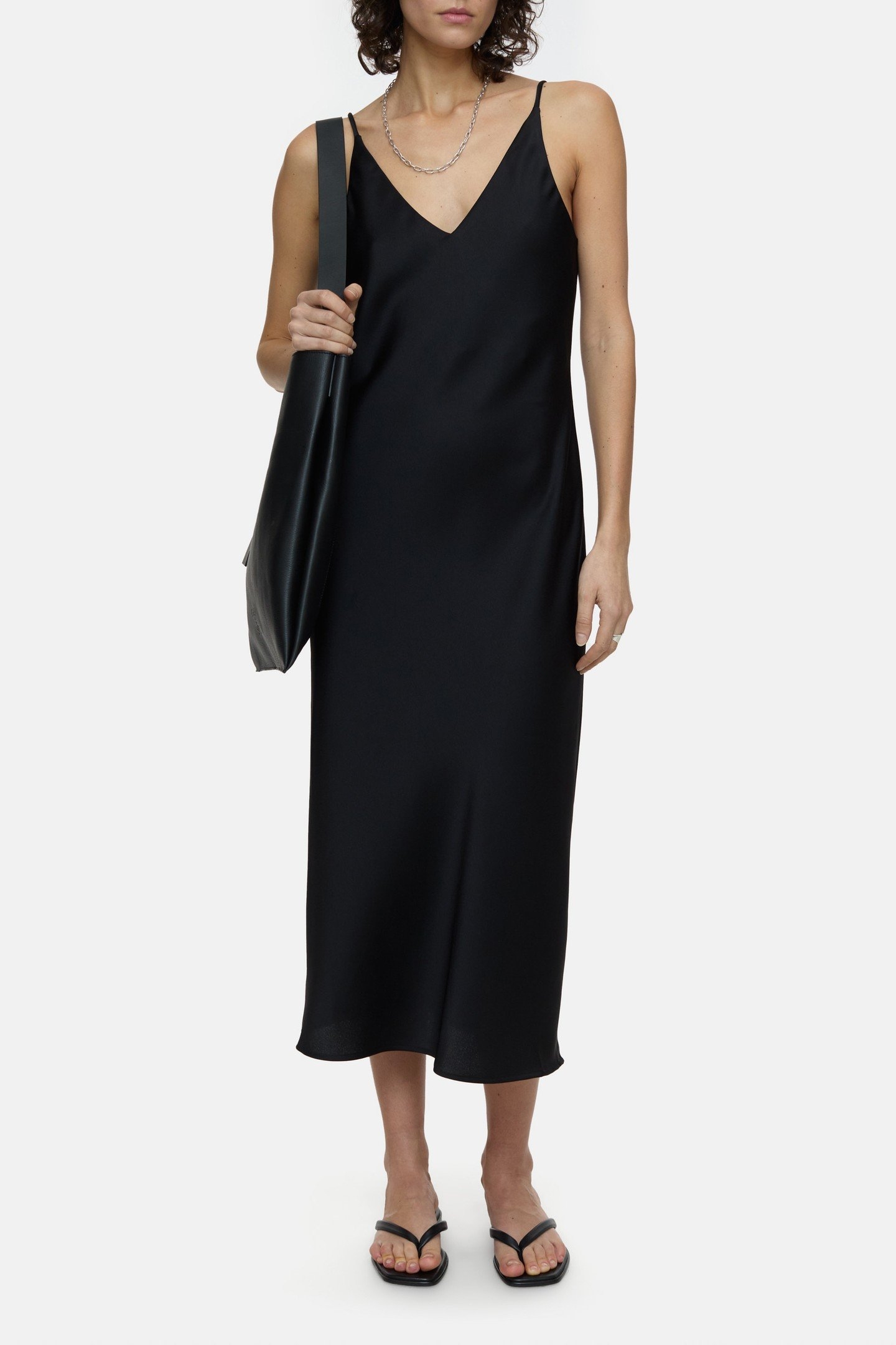 WAISTED SLIP DRESS BLACK 1