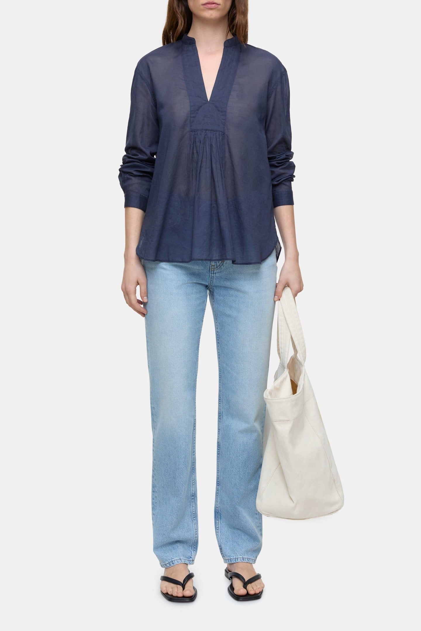 LONG SLEEVE BLOUSE SHIRT SPACE BLUE 2