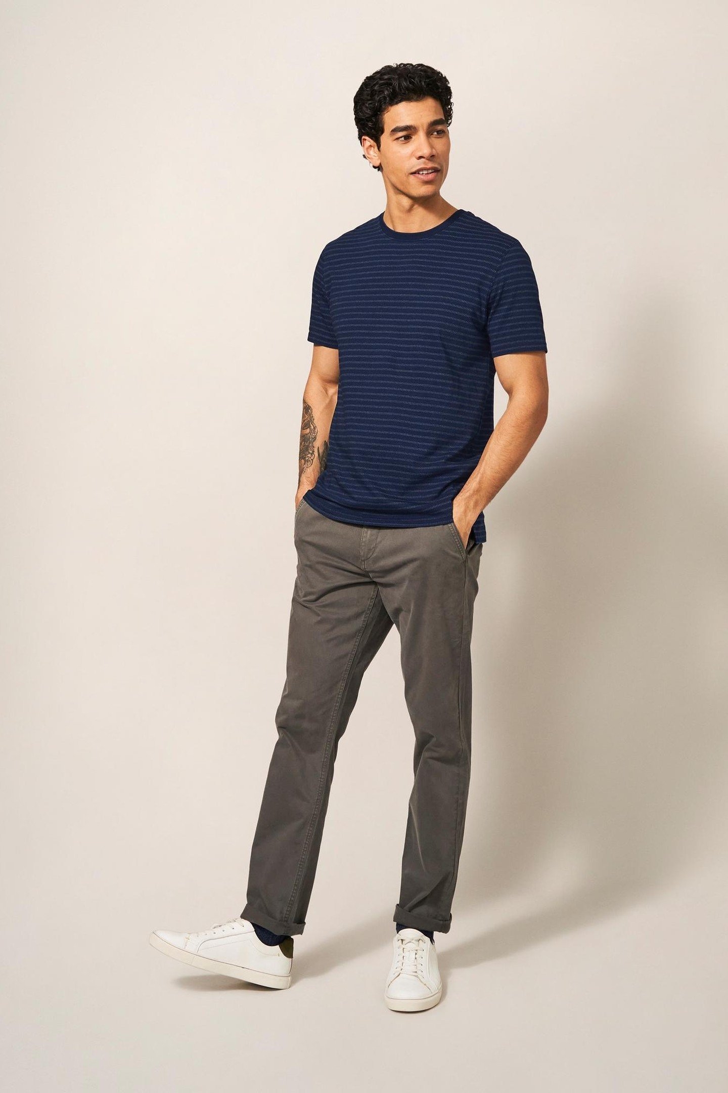 INTEREST INDIGO STRIPE TEE INDIGO BLUE 1