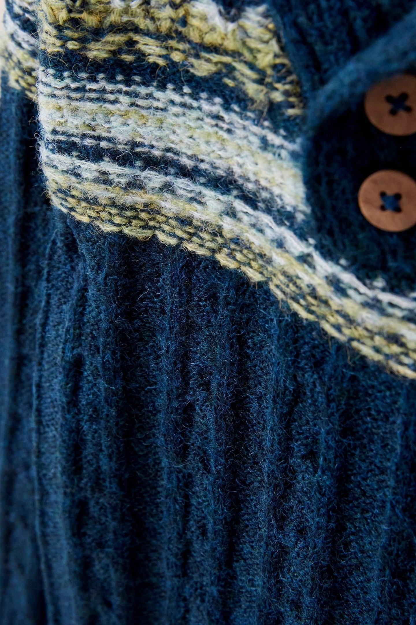 FAIRISLE SHAWL NECK JUMPER TEAL MULTI 2