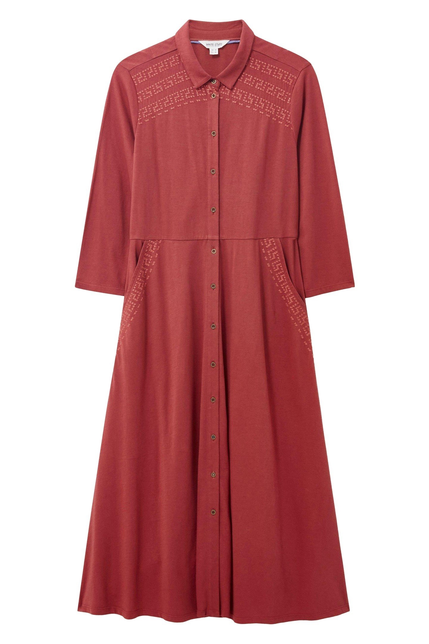 REAGAN EMBROIDERED SHIRT DRESS MID PLUM 1