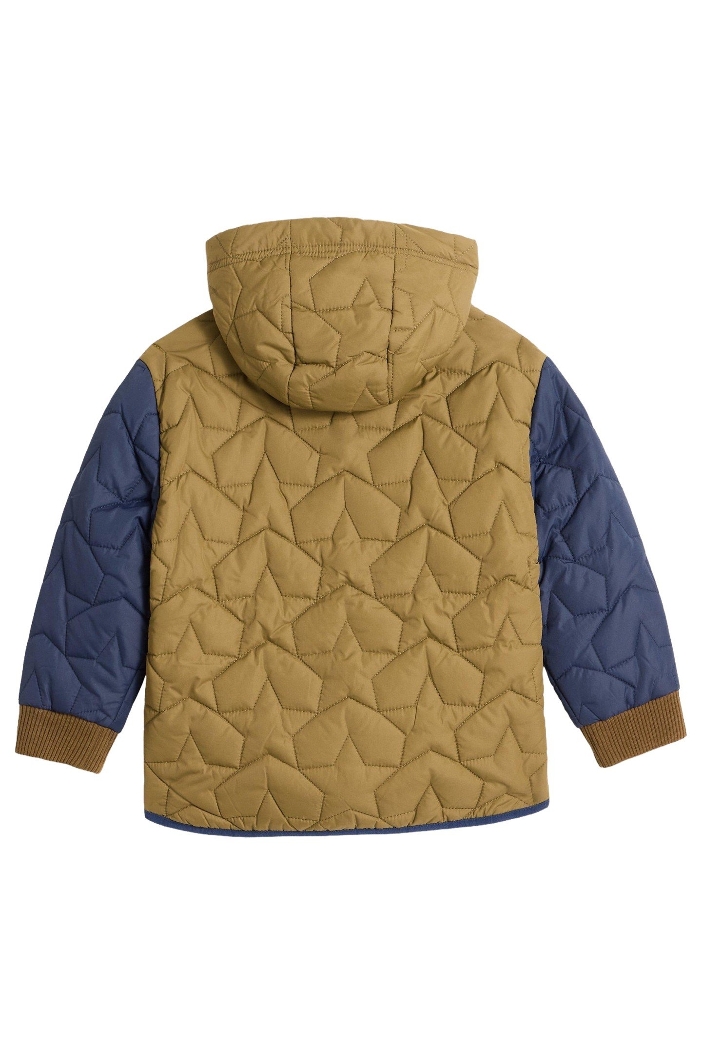 STAR QUILTED COLOURBLOCK COAT KHAKI GREEN 2