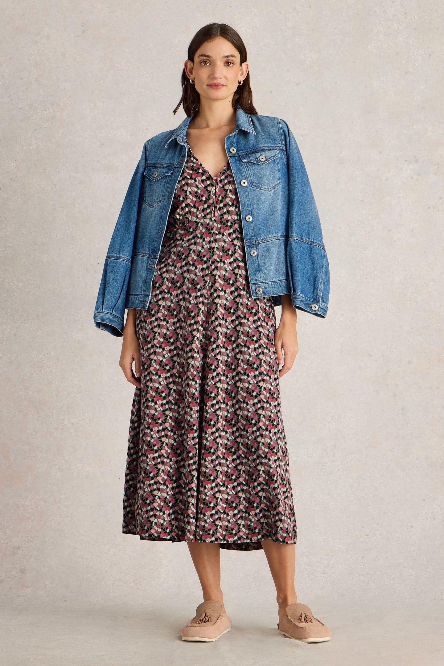 MEGAN JERSEY DRESS GREEN MULTI 1