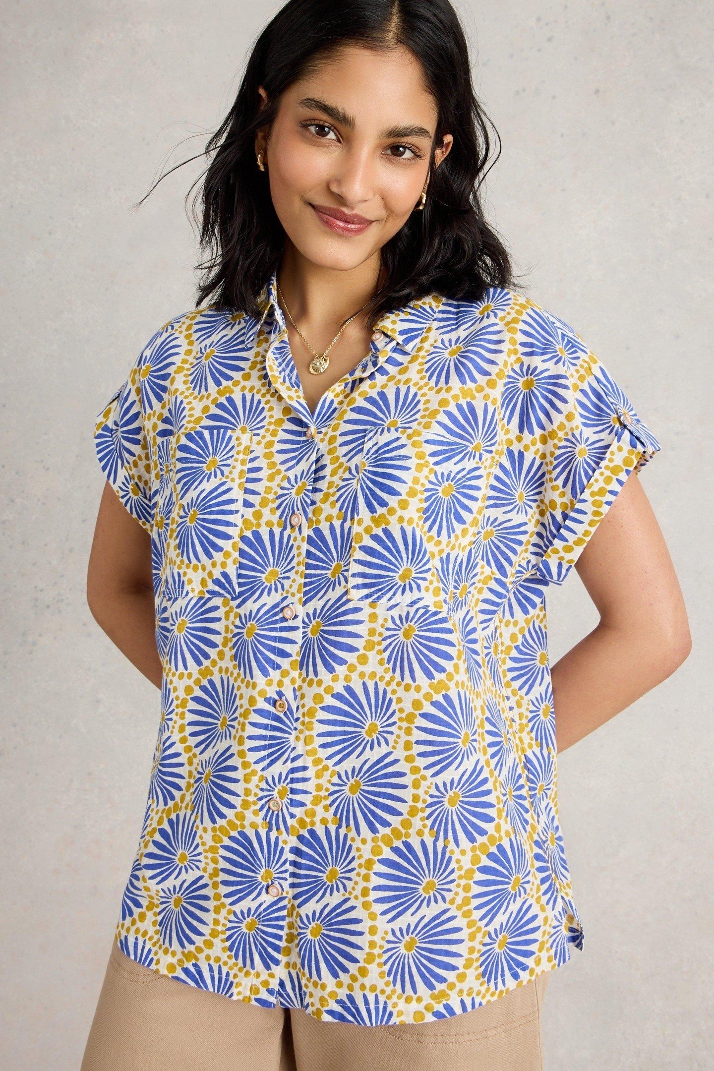 ELLIE ORGANIC COTTON SHIRT BLUE PRINT 1