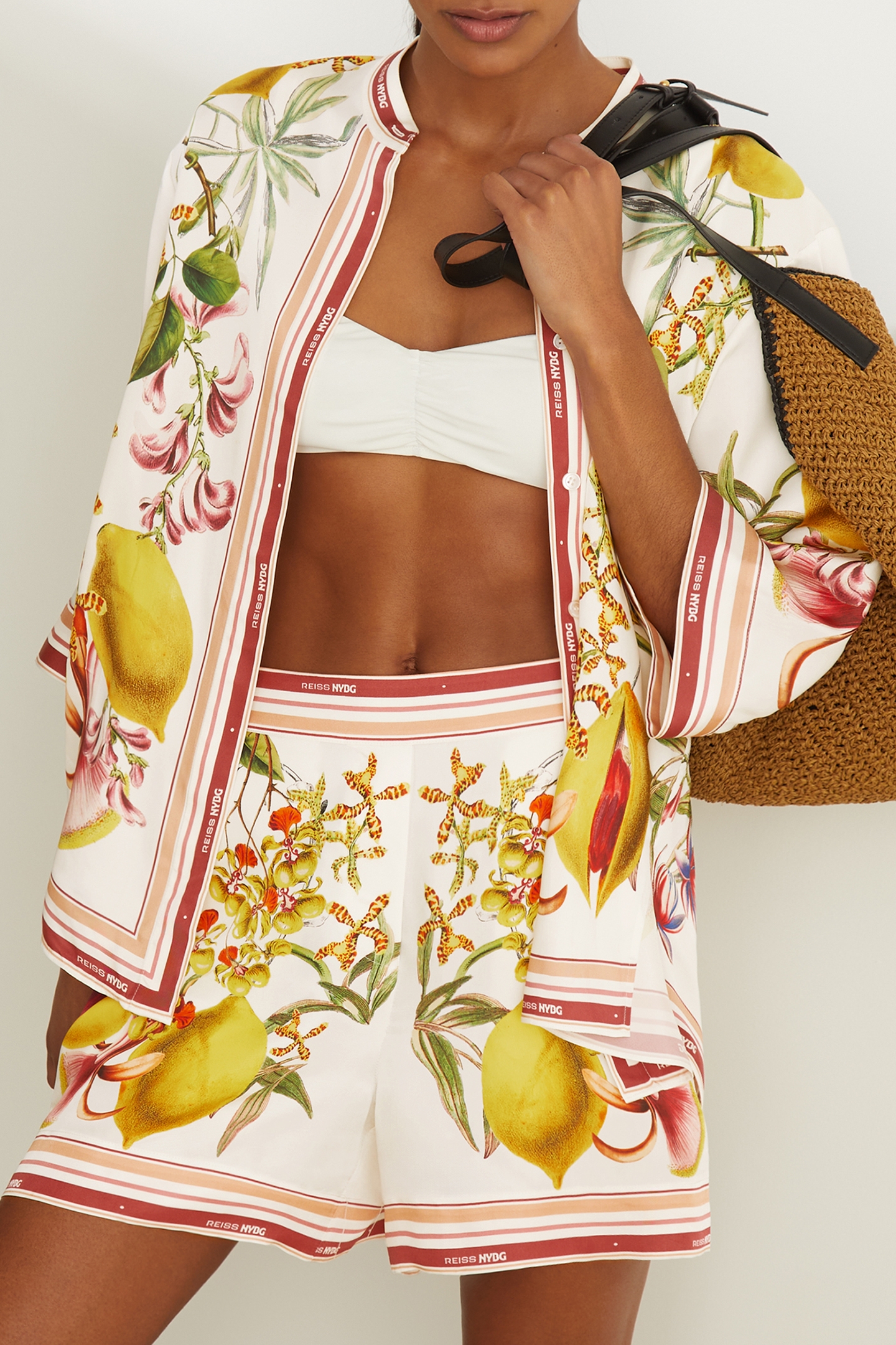 FLORAL STRIPE COORD SHORT IVORY 4