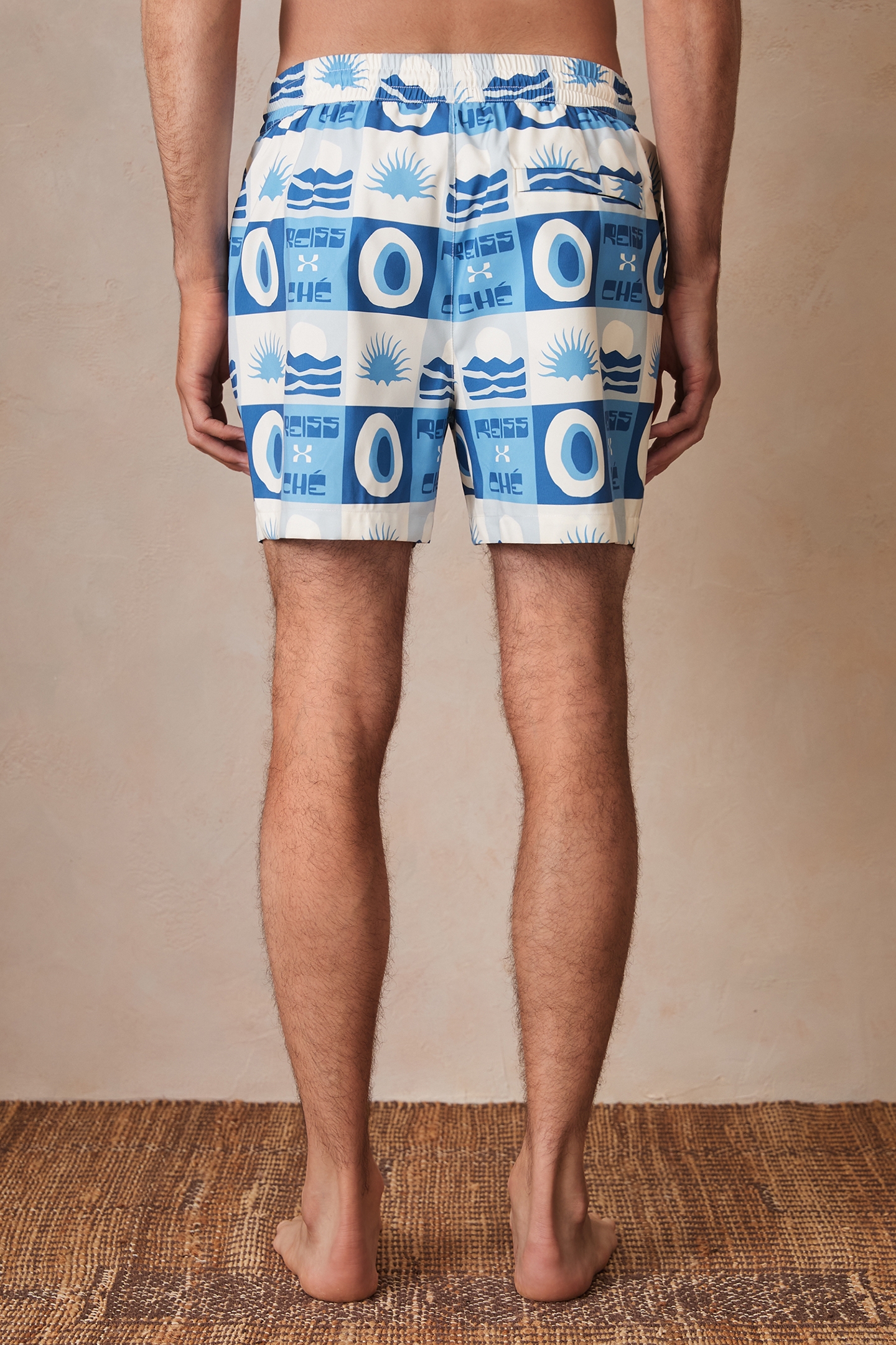 DRAWSTRING TILE SUNSET PRINT SWIMSHORT BLUE MULTI 2