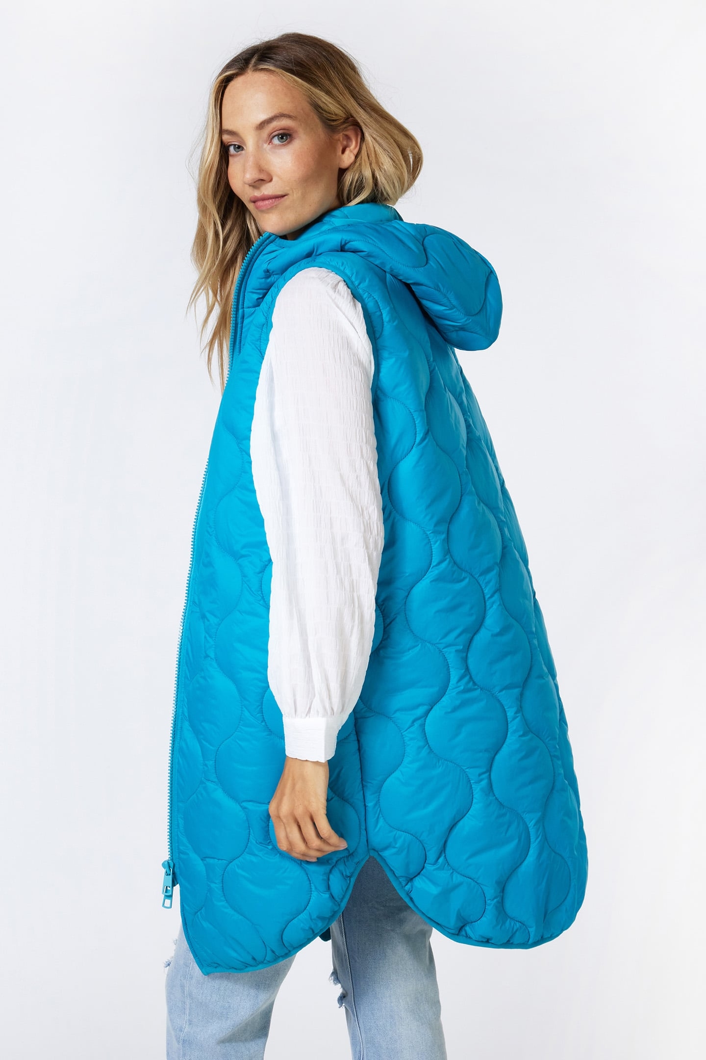 BODYWARMER QUILTED LONG PETROL 4