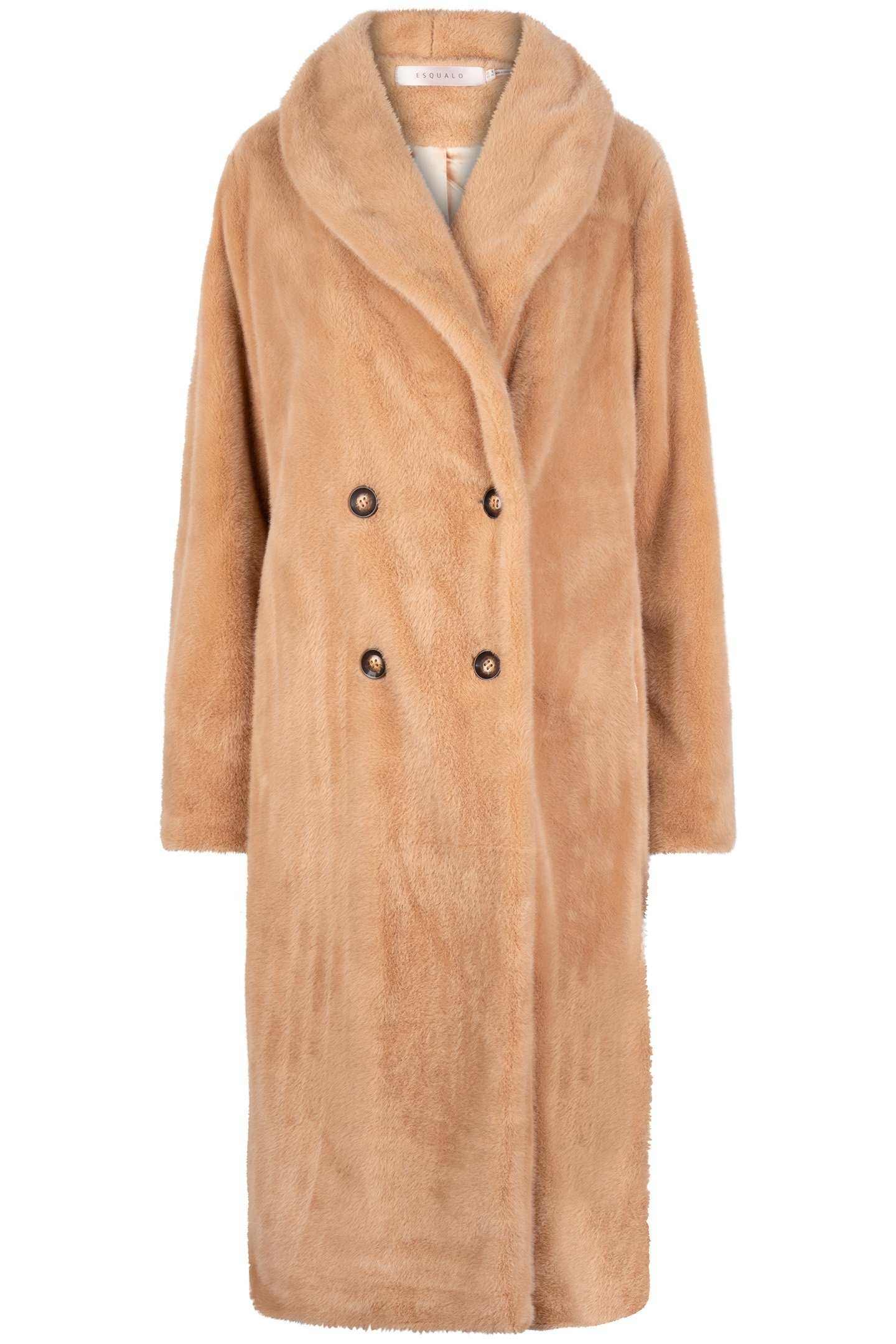 COAT SHAWL COLLAR FAKE FUR CAMEL 3