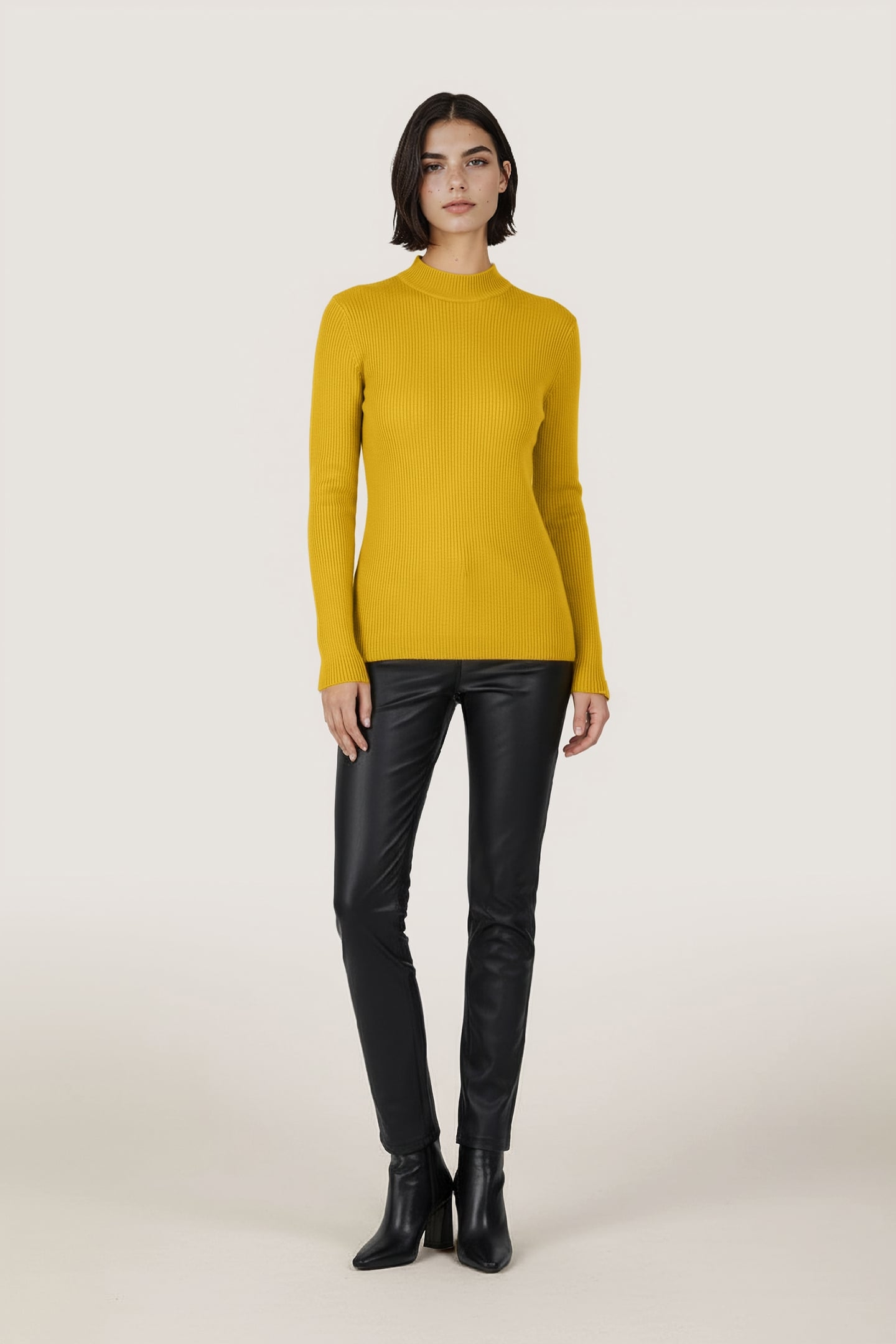 TOP RIB LONG SLVE OCHRE 2