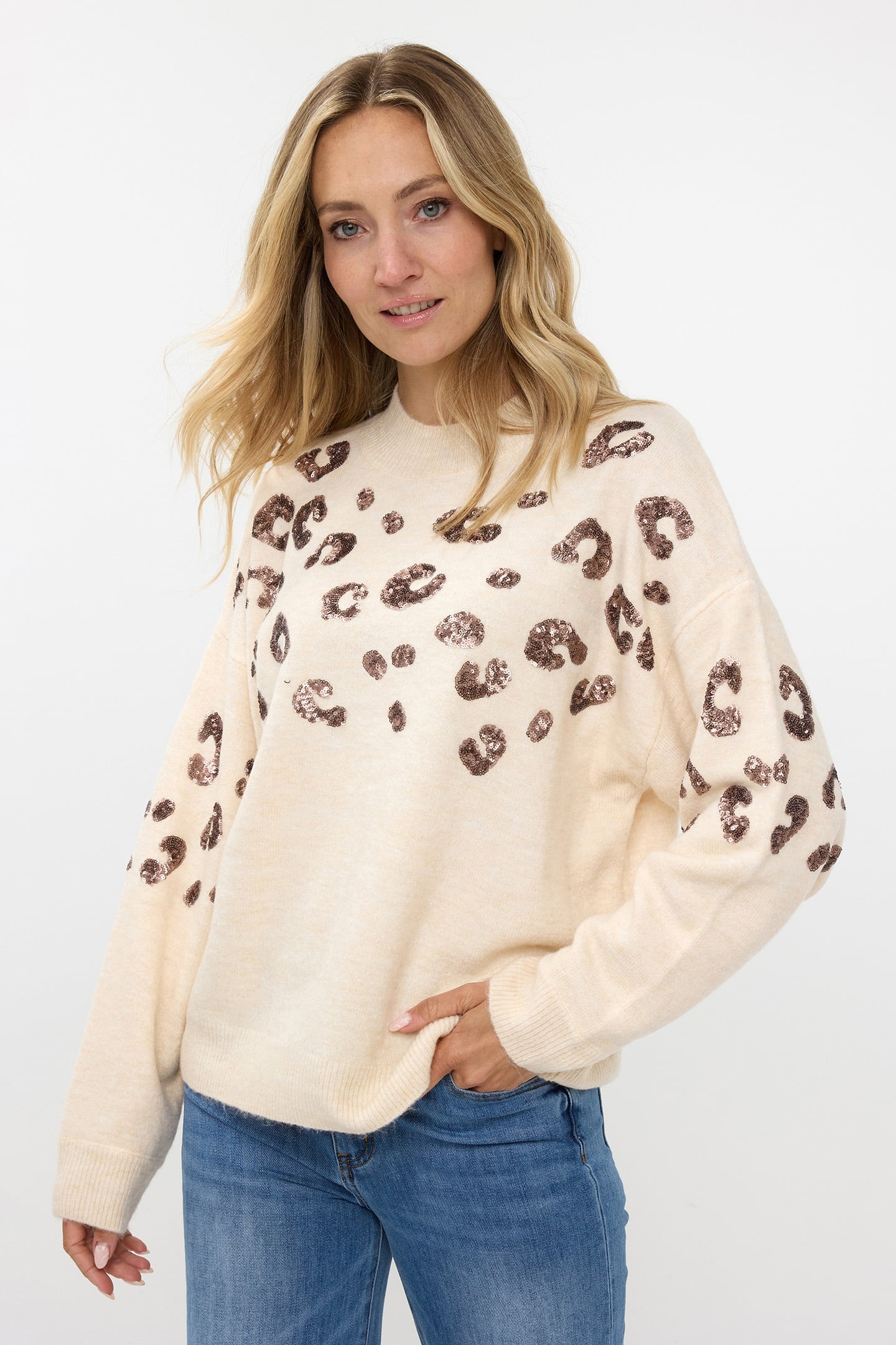 SWEATER ANIMAL SEQUINS BEIGE 1