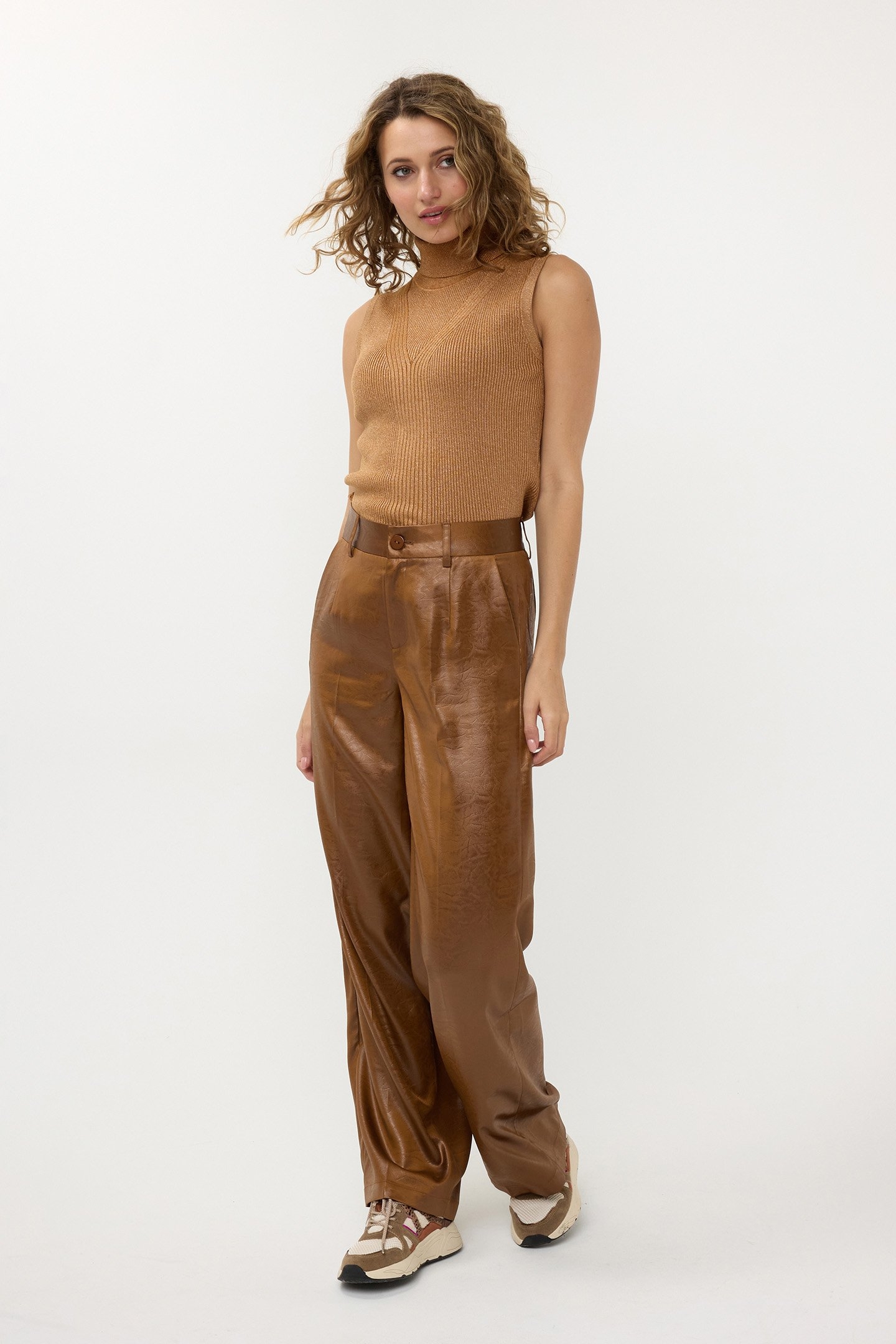 TOP SLV/LSS COL LUREX CARAMEL 2