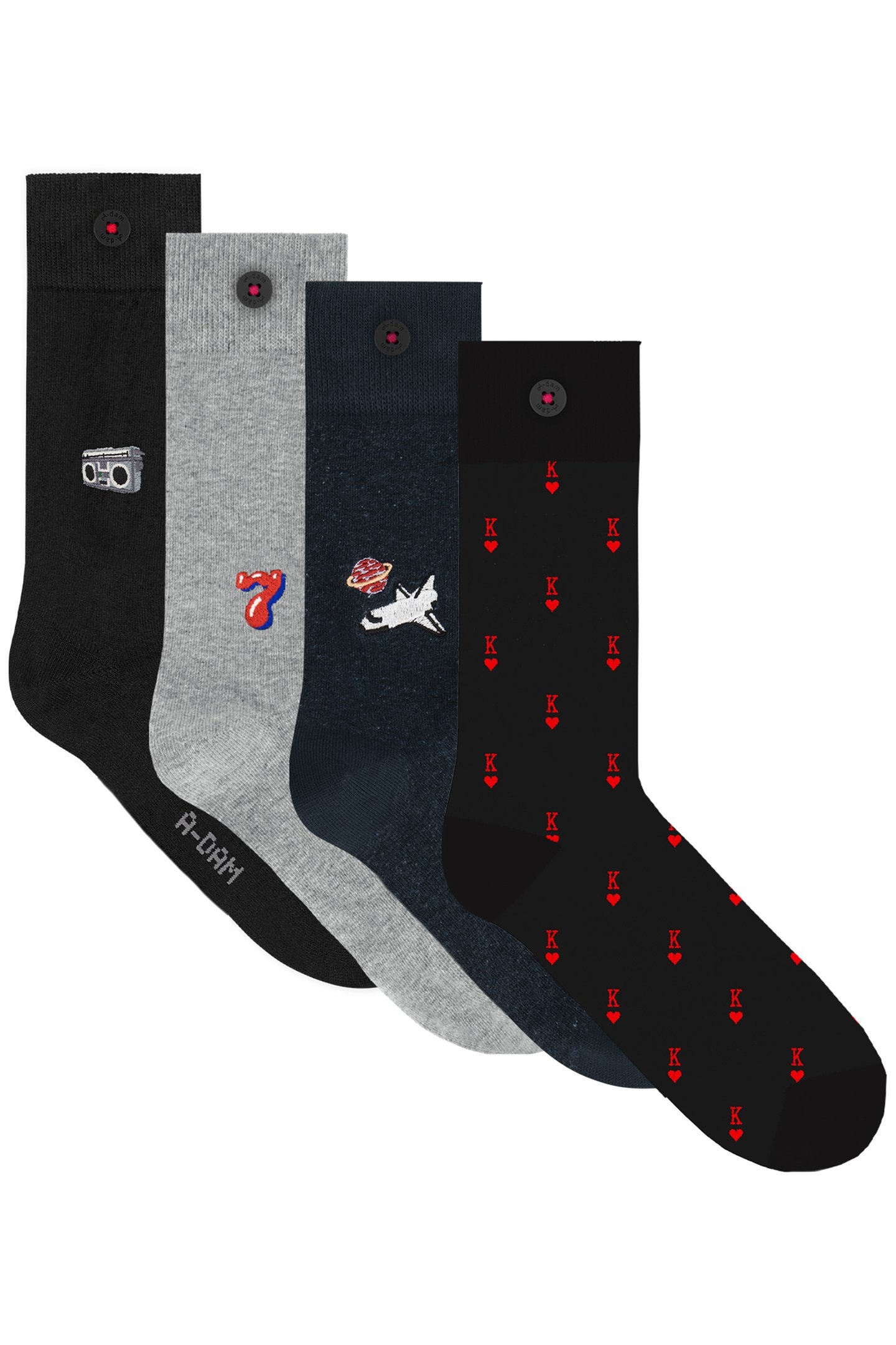 UNISEX A-DAM 4-PACK CASUAL SOCKS MULTICOLOR 1