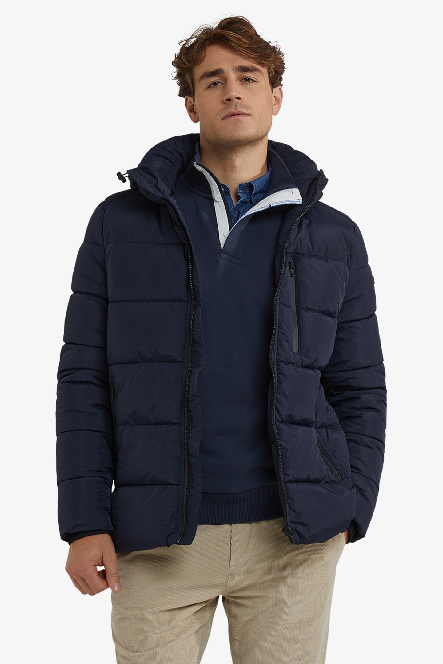 HOODED BOMBER JACKET NAVY 1