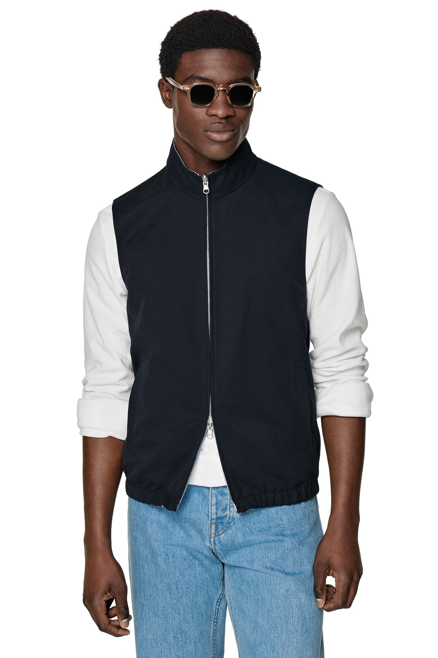 ZIP VEST-NAVY NAVY & LIGHT BLUE 3