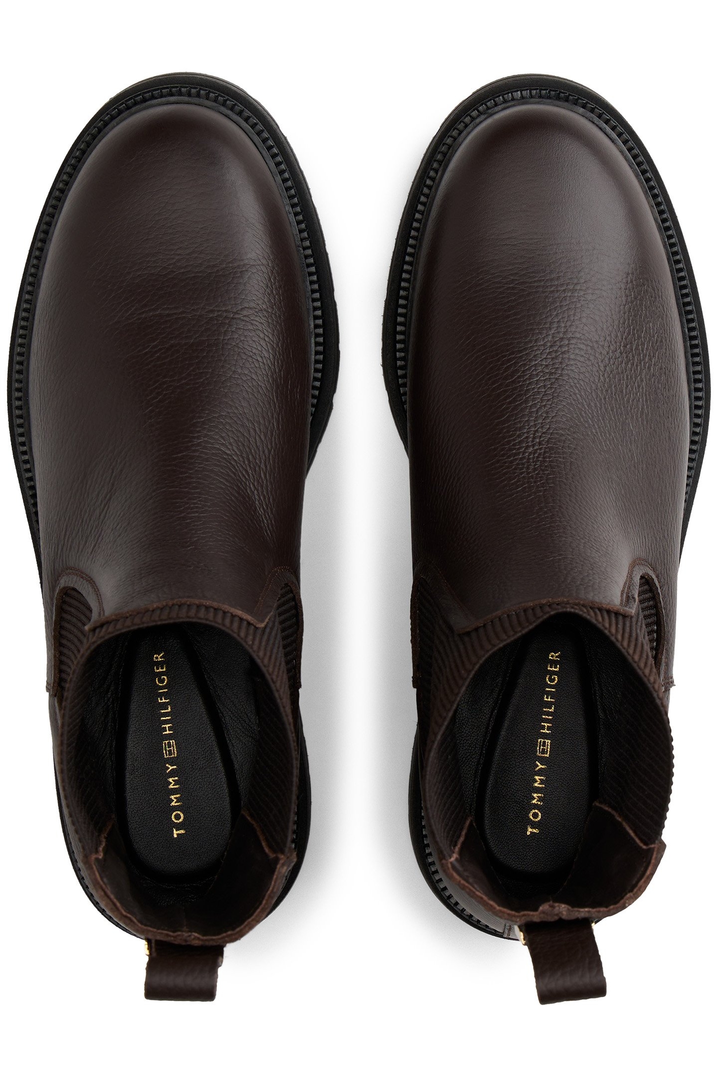 PEBBLE GRAIN LEATHER CHELSEA BOOTS CHARRED WOOD 3