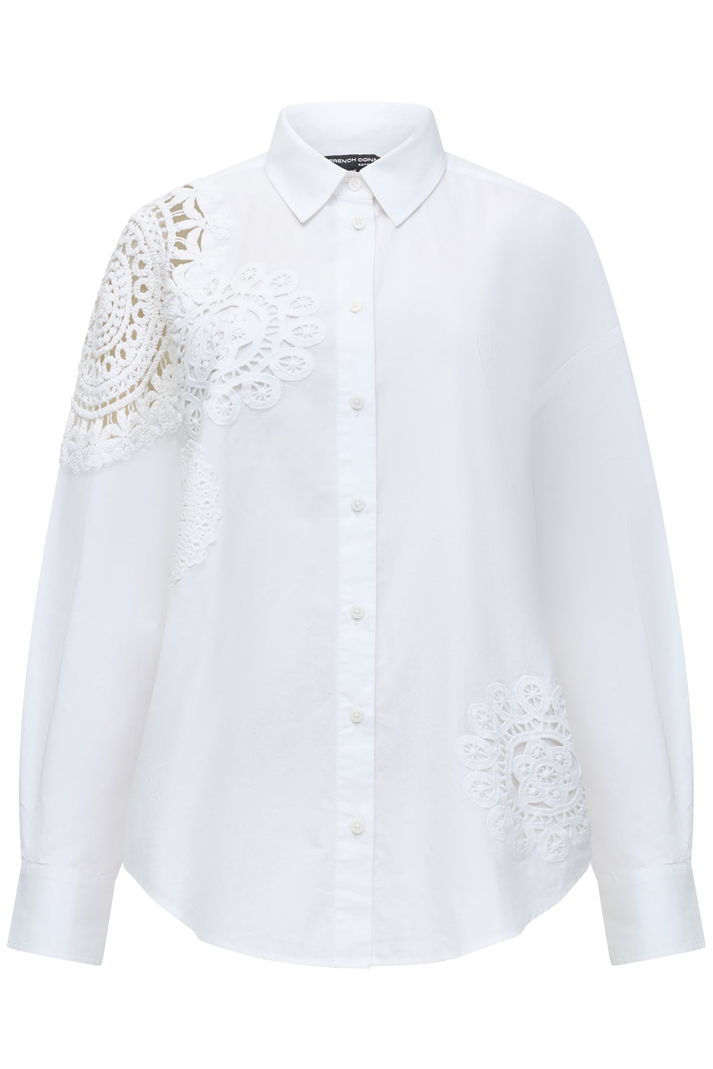 LINA COTTON CROCHET MIX SHIRT LINEN WHITE 3
