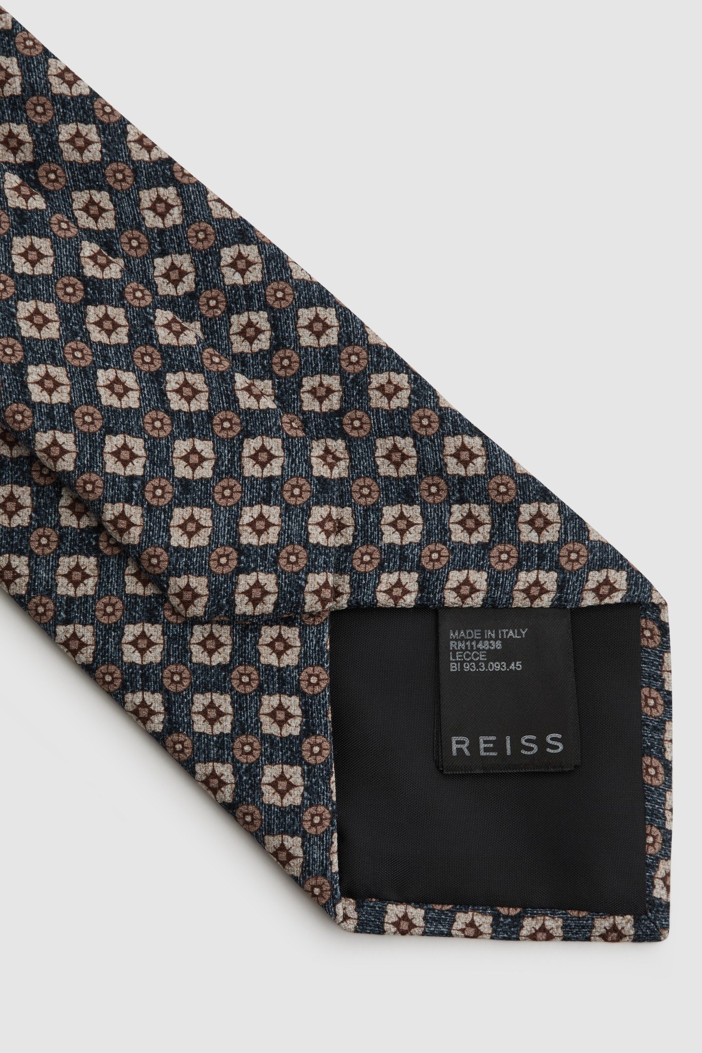 SMALL MEDALLION SILK TIE INDIGO MELANGE 4