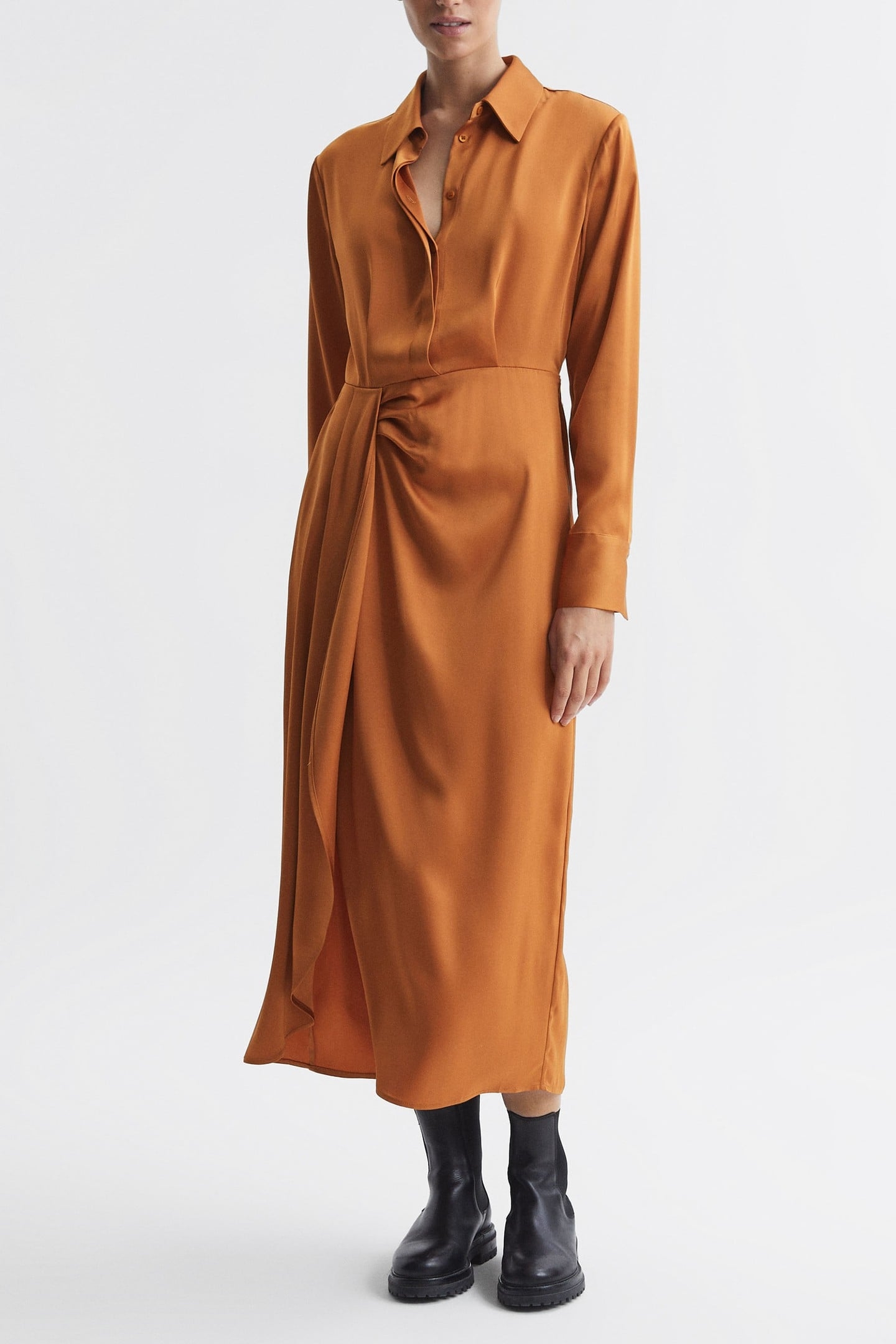 SHIRT MIDI DRESS RUST 2