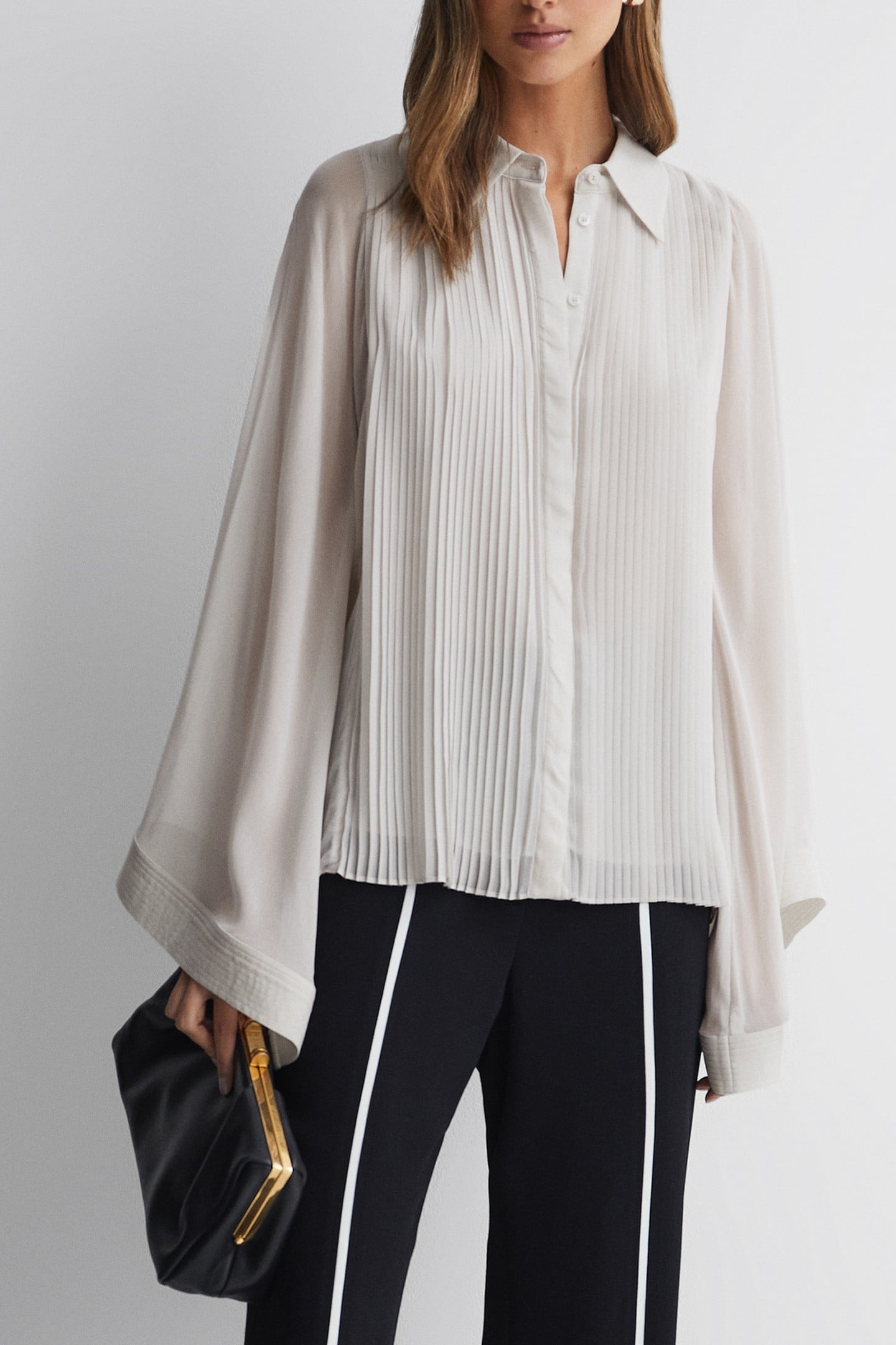 PLEAT DETAIL BLOUSE PALE BLUE 1