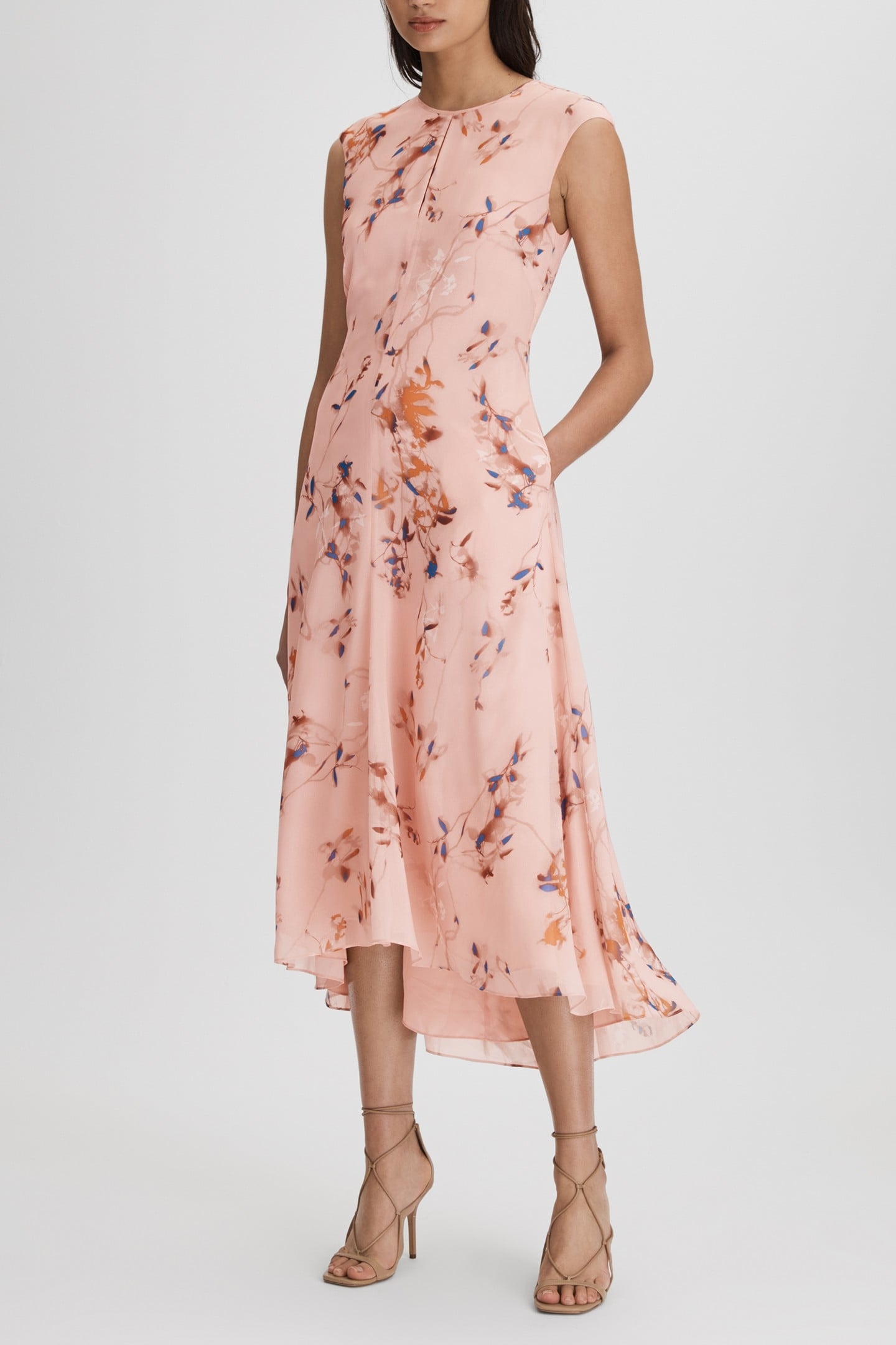FLORAL PRINTED MIDI DRESS BLUSH 1