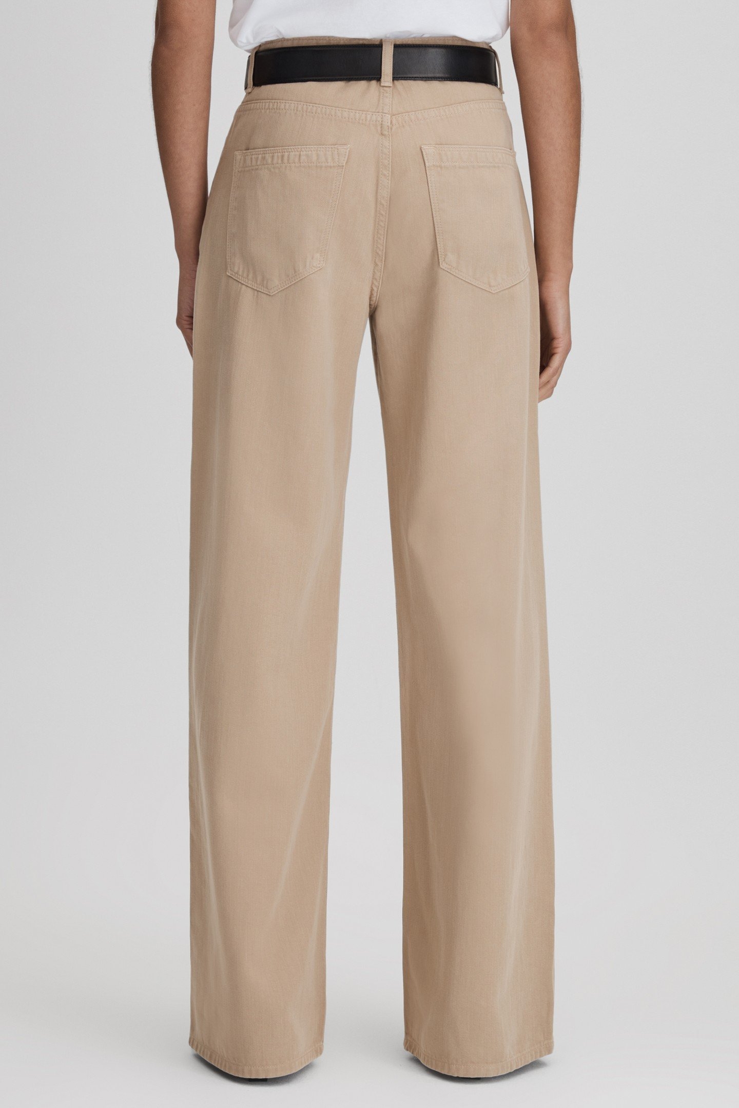 COTTON DENIM WIDE LEG TROUSER LIGHT CAMEL 4