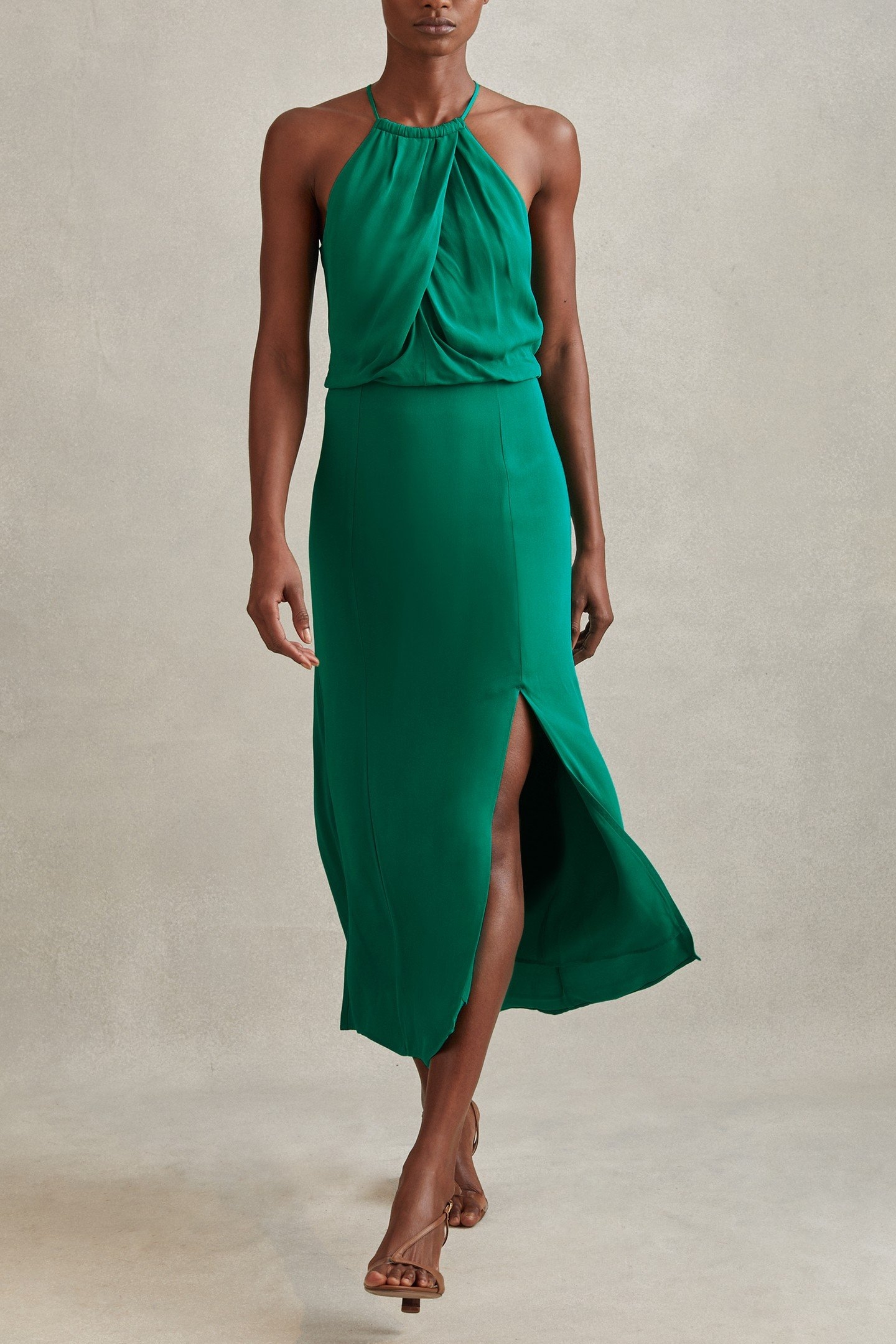 WRAP DETAIL MIDI DRESS GREEN 1