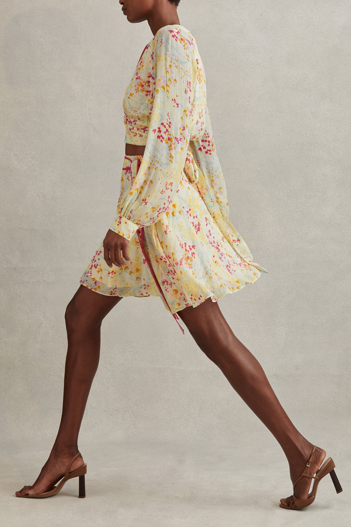 BUTTERCUP PRINTED FLIPPY SKIRT PINK/YELLOW 2