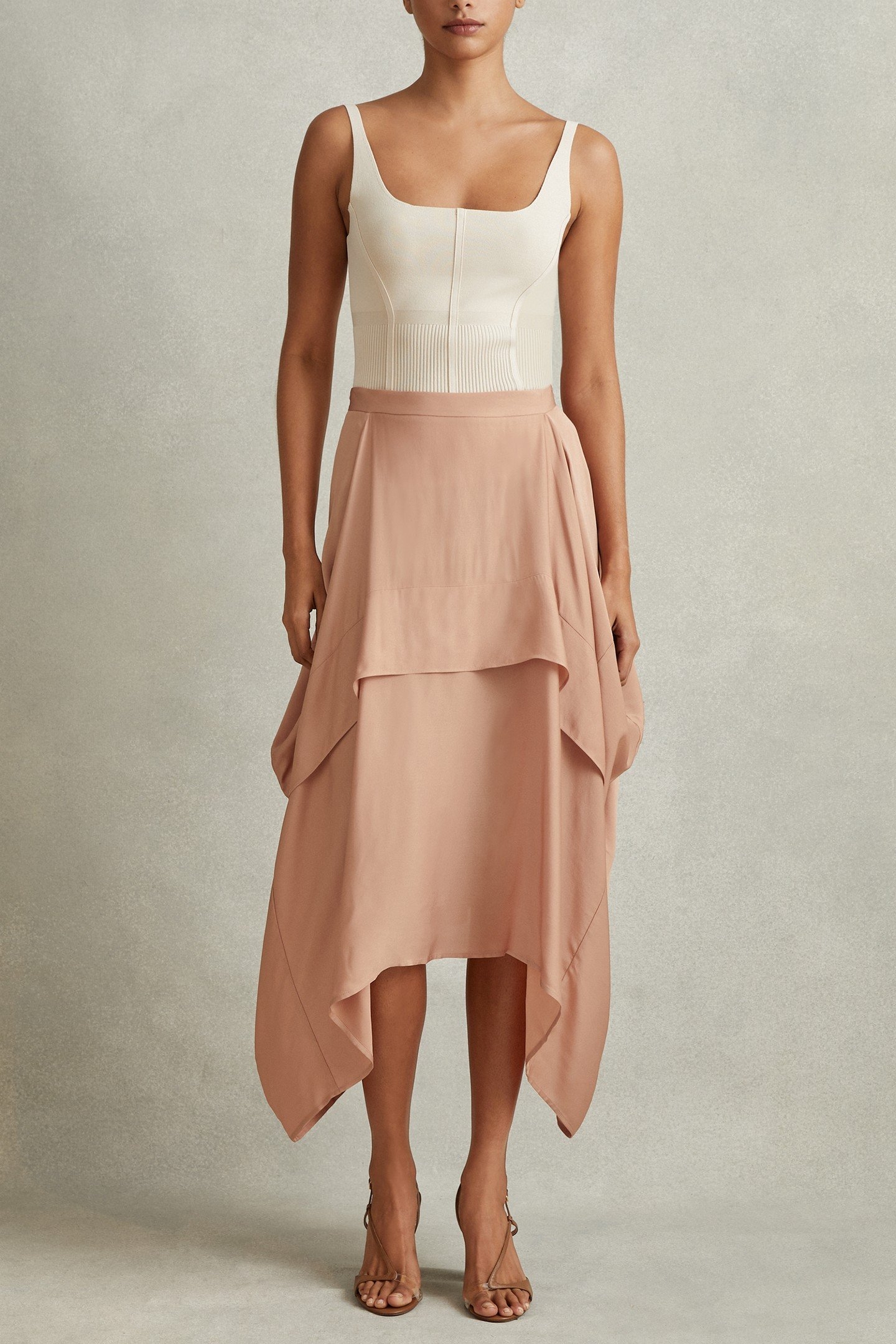 ASYMMETRIC HEM SKIRT NUDE 2