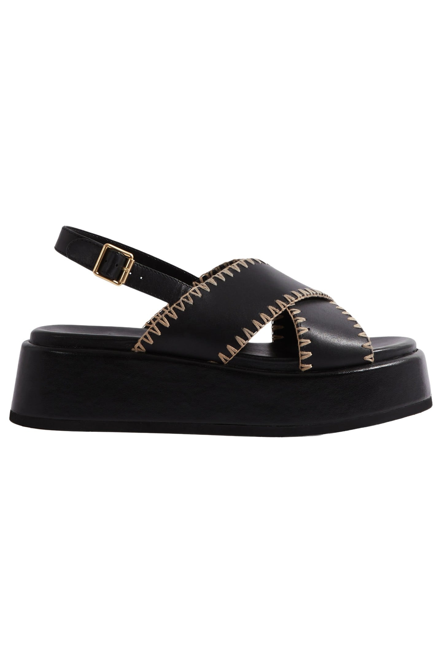 CROSHORTSLEEVE BACK STITCH SANDAL BLACK 1