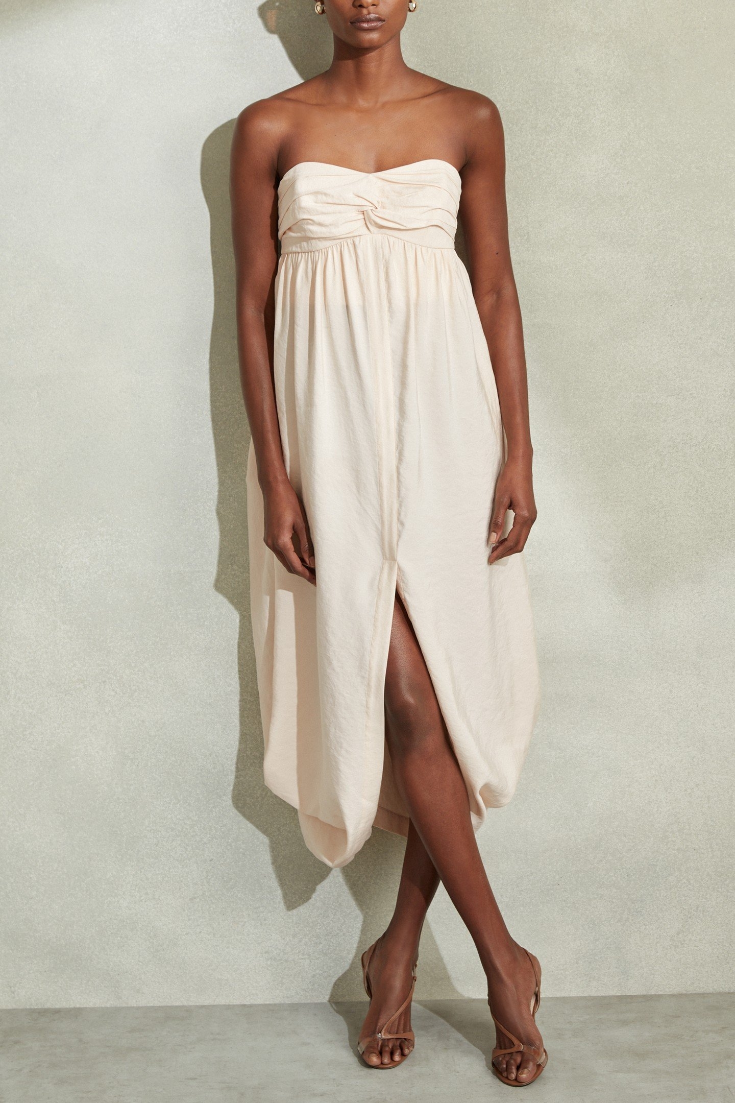 BUBBLE HEM MIDI DRESS NEUTRAL 1