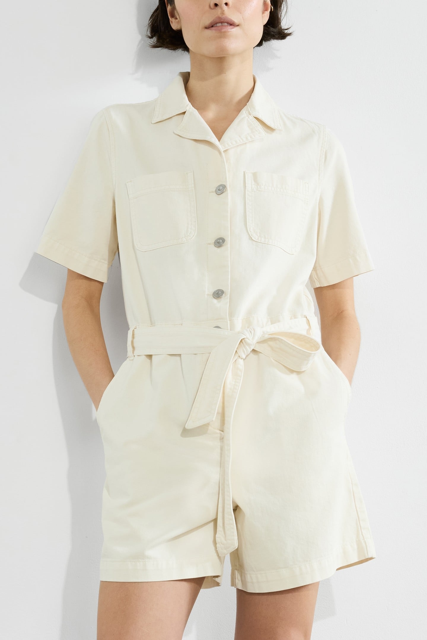 DANA DENIM SS PLAYSUIT ECRU 2