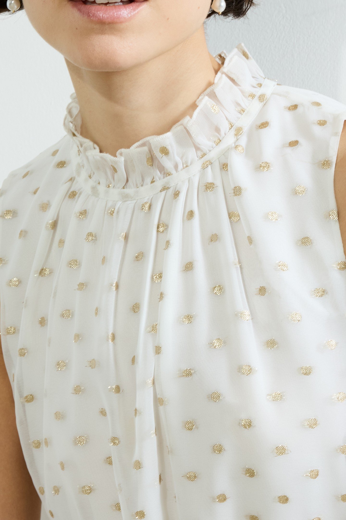 ARLO JACQUARD TIERED DRESS SUMMER WHITE/GOLD 4