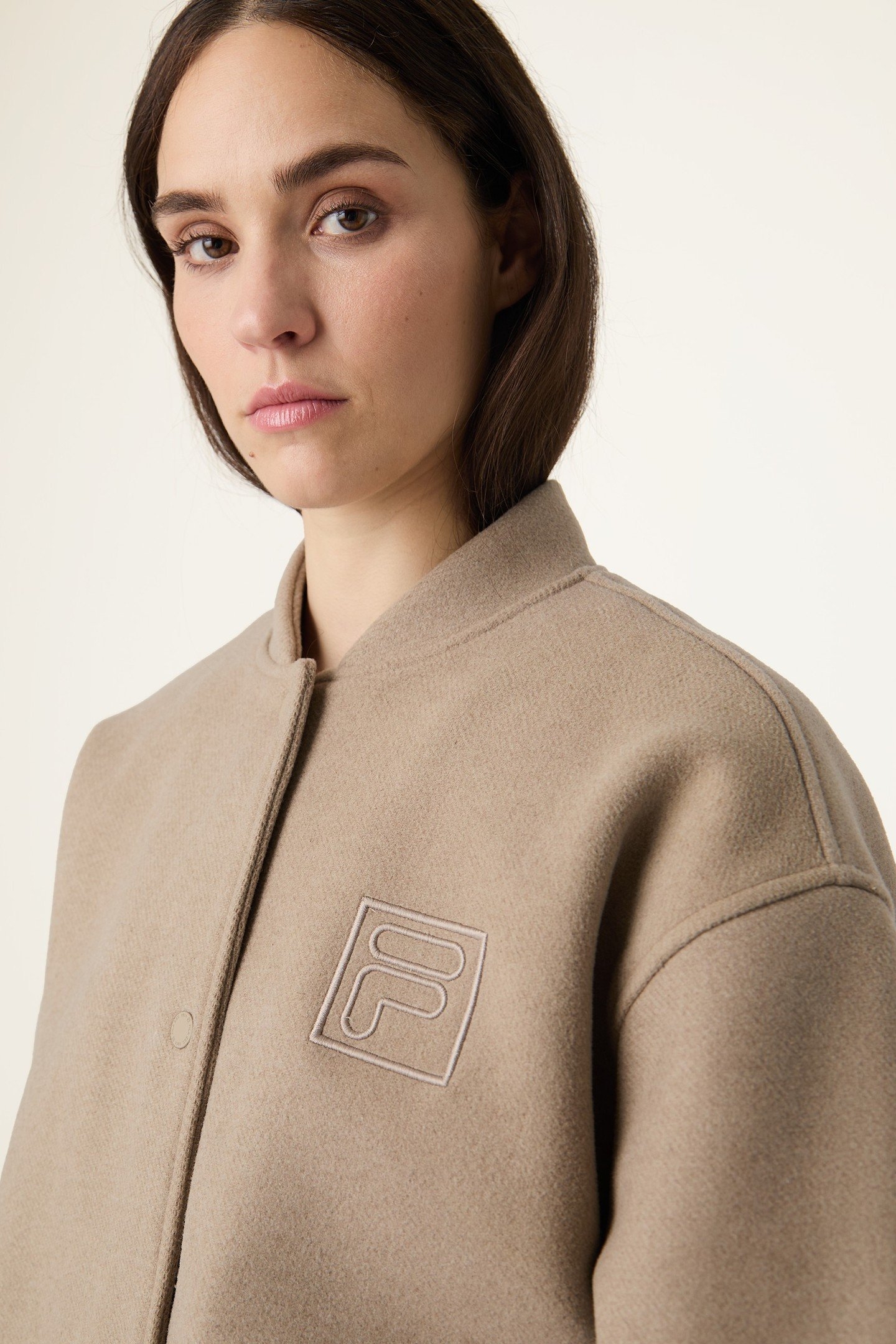 COMO OVERSIZED FELTED VARSITY JACKET WEATHERED TEAK 6